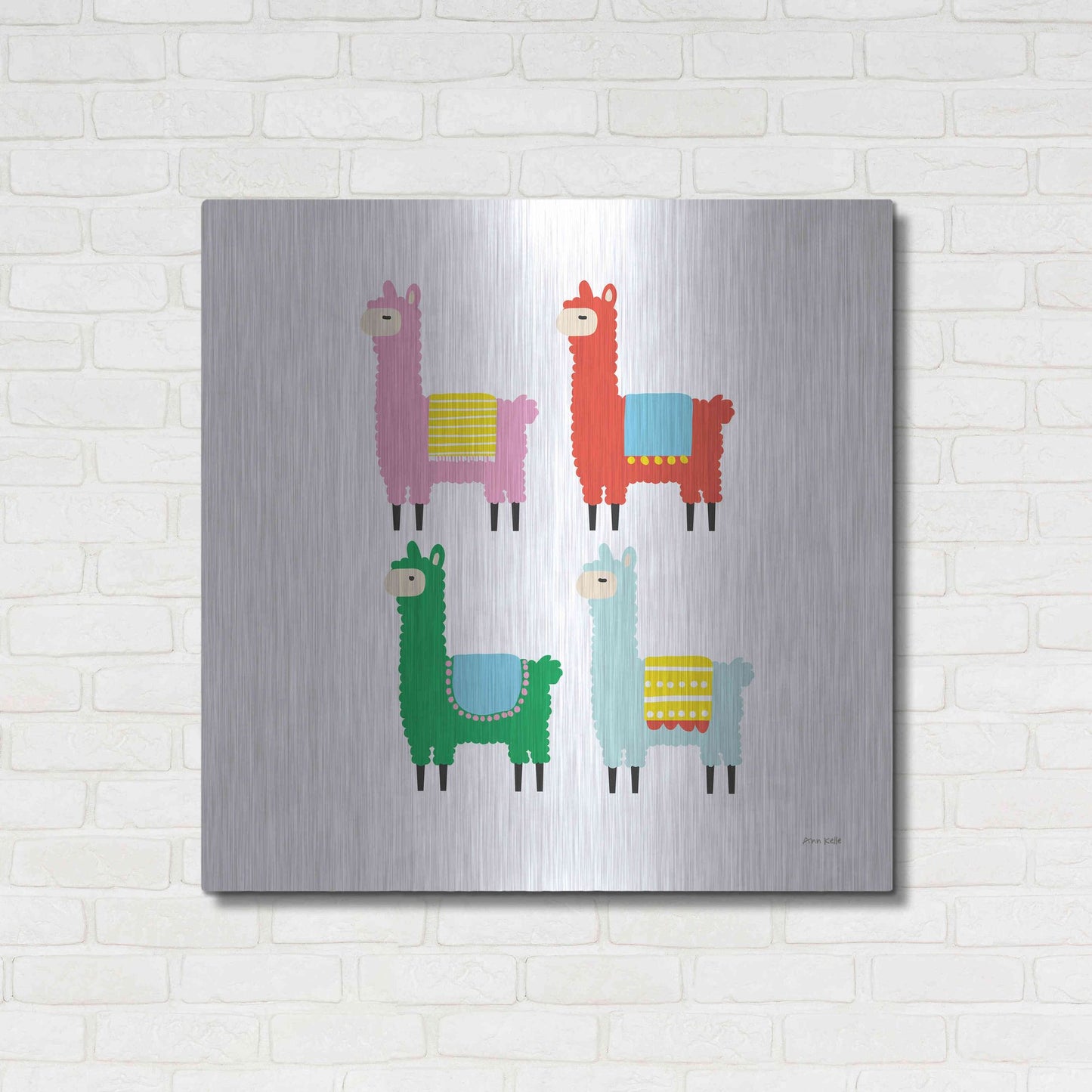 Luxe Metal Art 'The Llamas' by Ann Kelle Designs, Metal Wall Art,36x36