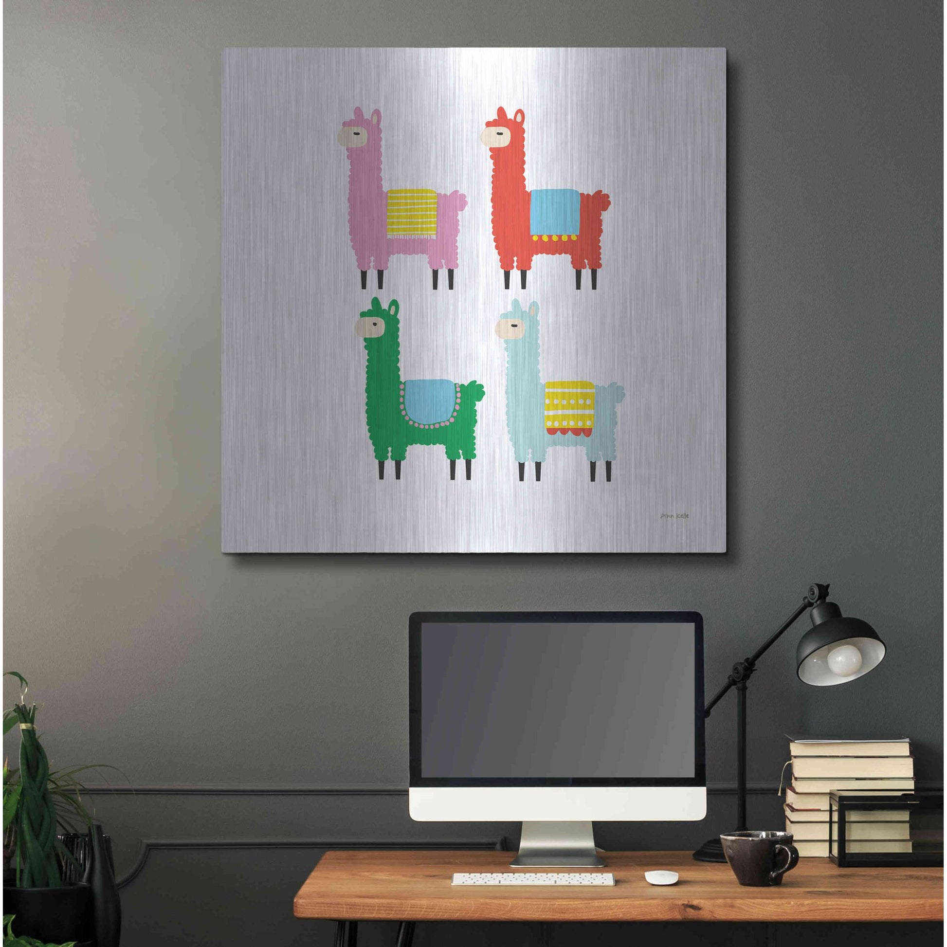 Luxe Metal Art 'The Llamas' by Ann Kelle Designs, Metal Wall Art,36x36