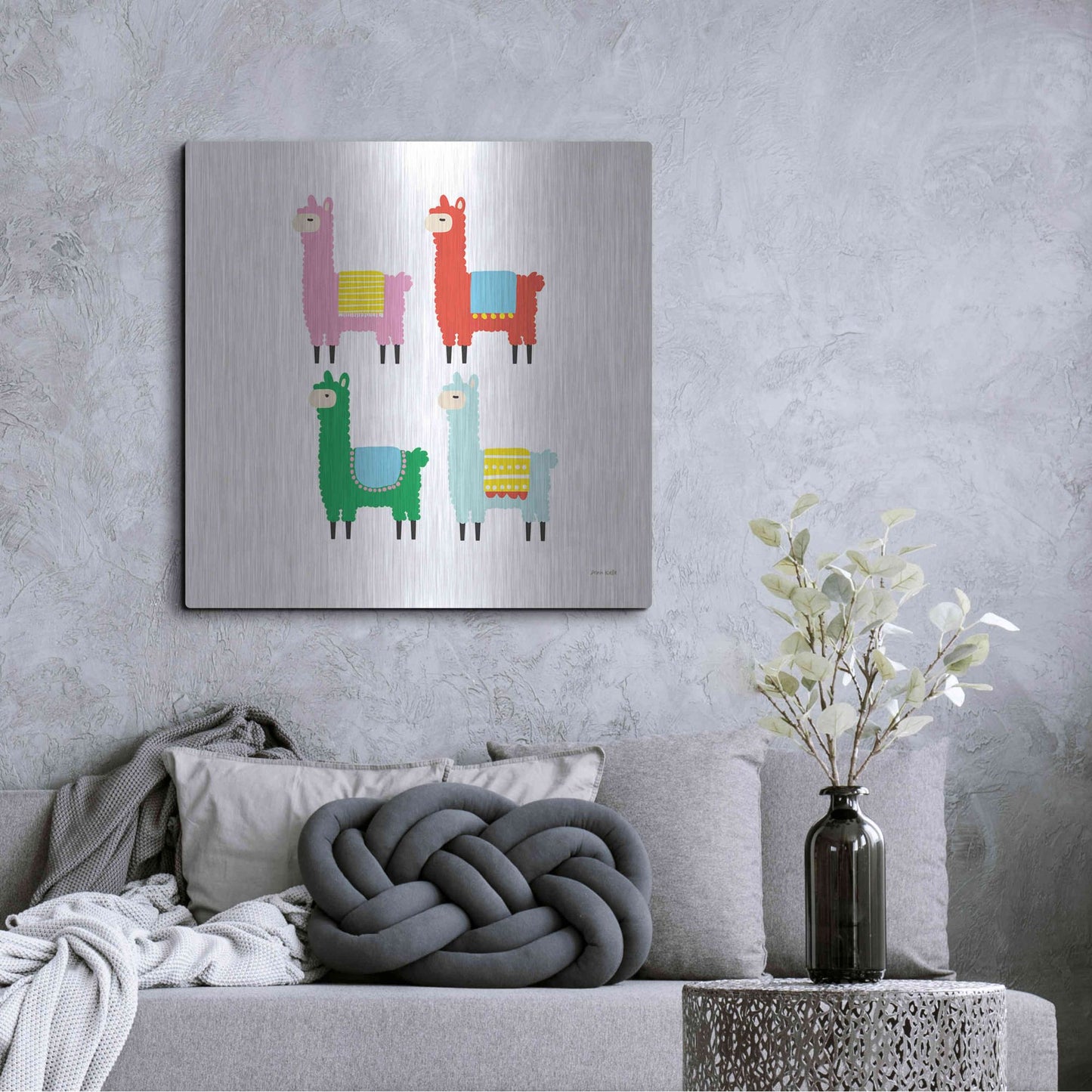 Luxe Metal Art 'The Llamas' by Ann Kelle Designs, Metal Wall Art,36x36