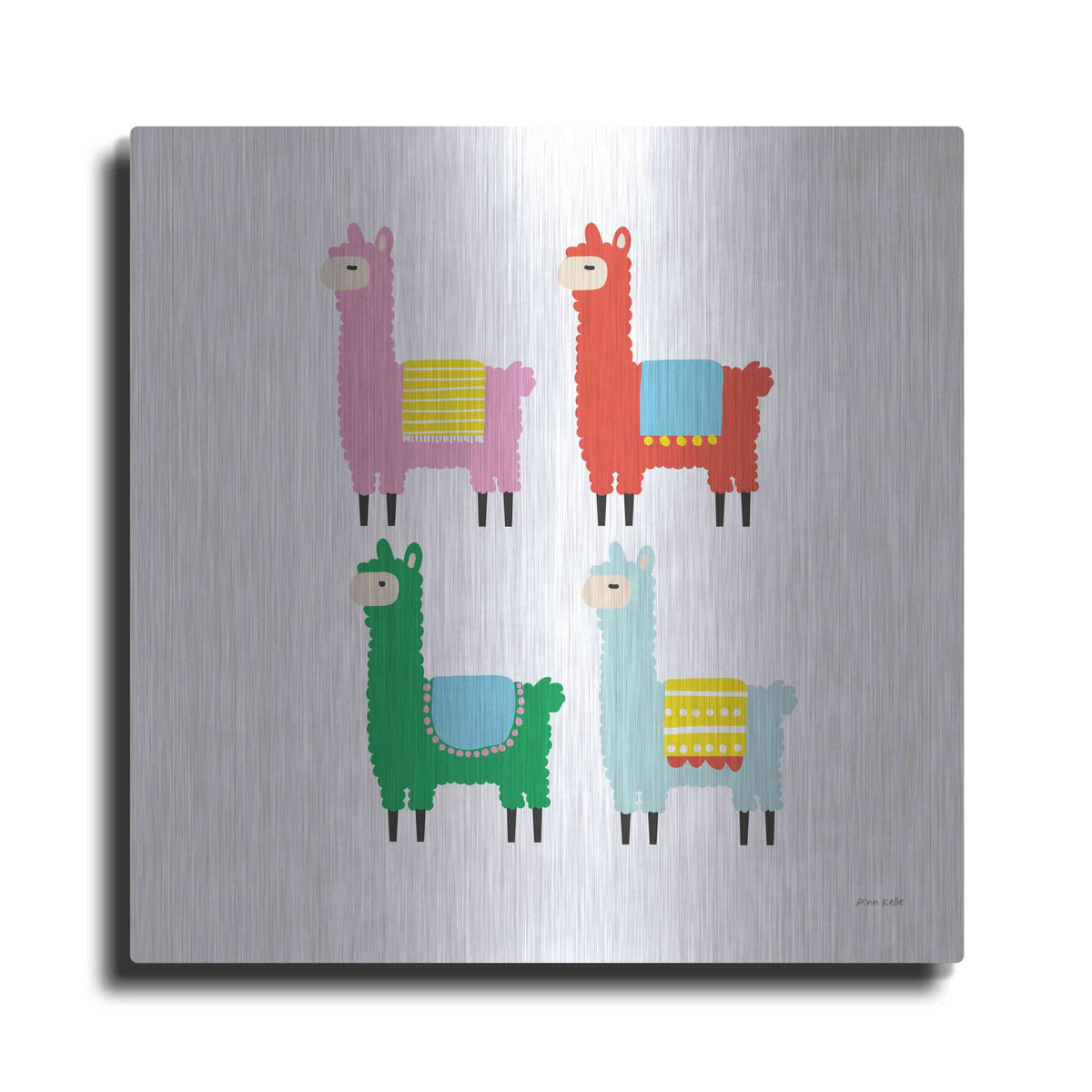 'The Llamas' by Ann Kelle – Metal Wall Art