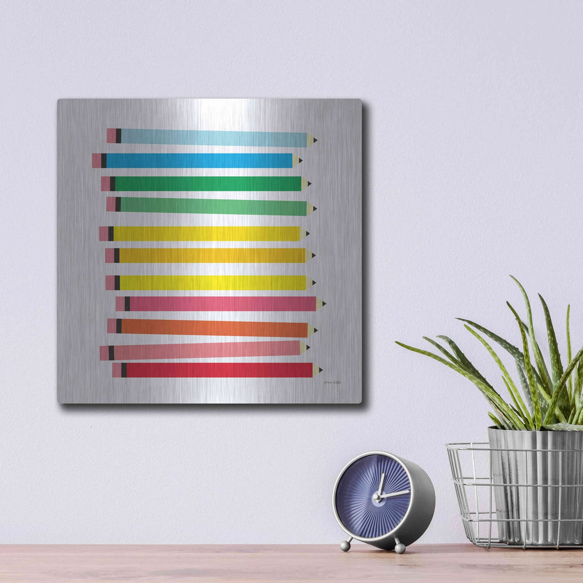 'Colored Pencils' by Ann Kelle – Metal Wall Art, 12x12 room view