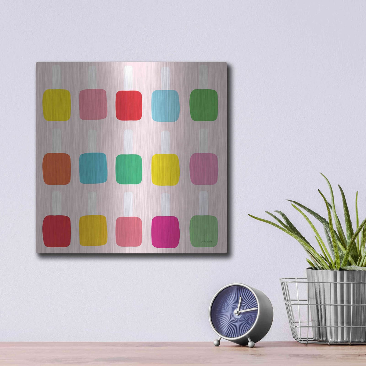 'Nail Polish Fun' by Ann Kelle – Metal Wall Art, 12x12 room view