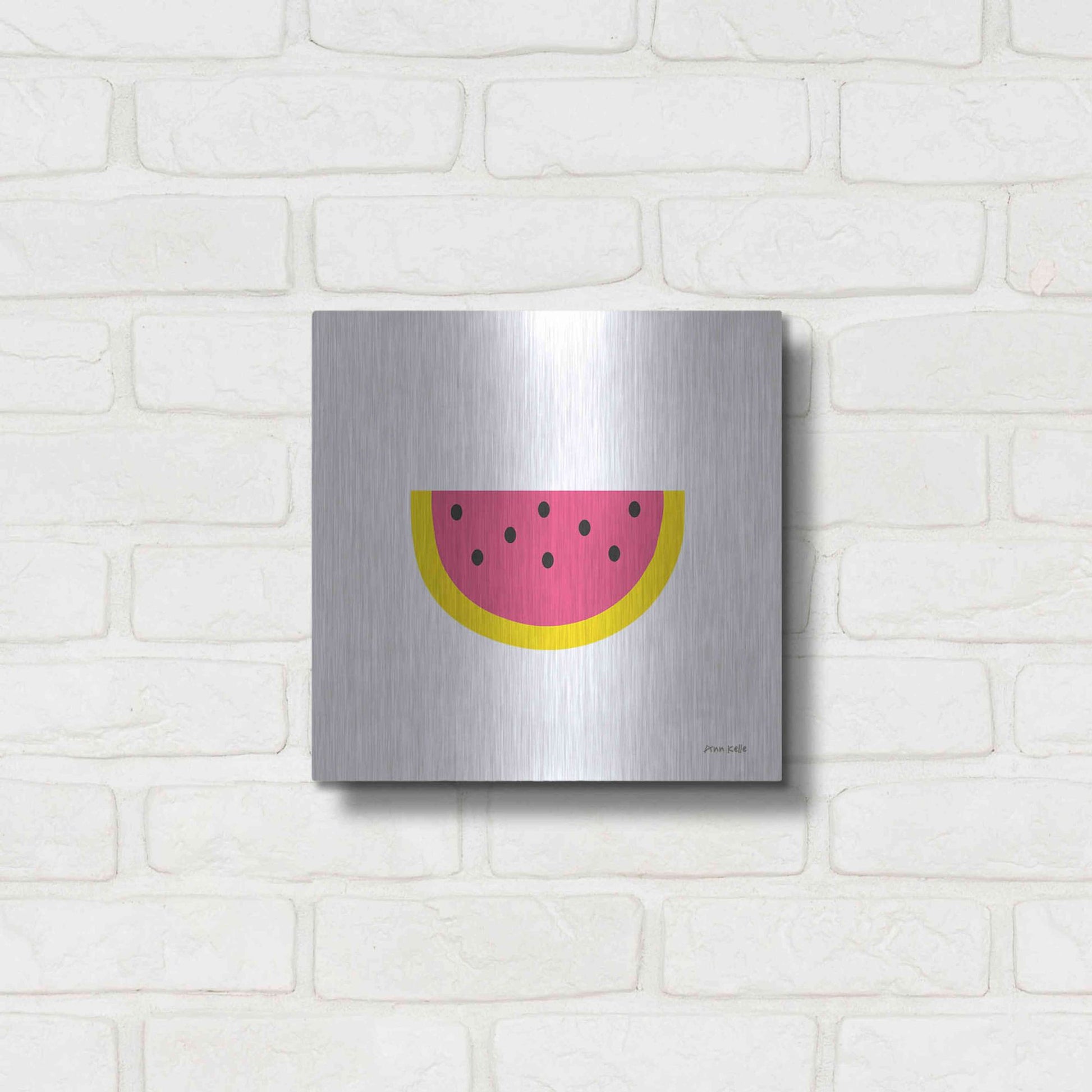 Luxe Metal Art 'Watermelon' by Ann Kelle Designs, Metal Wall Art,12x12