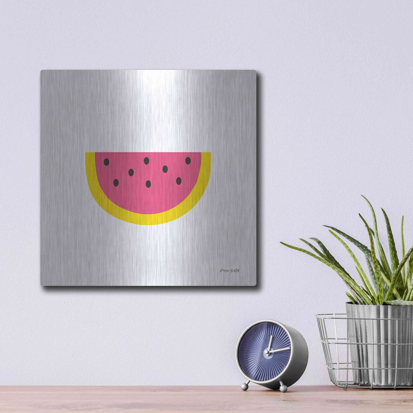 Luxe Metal Art 'Watermelon' by Ann Kelle Designs, Metal Wall Art,12x12