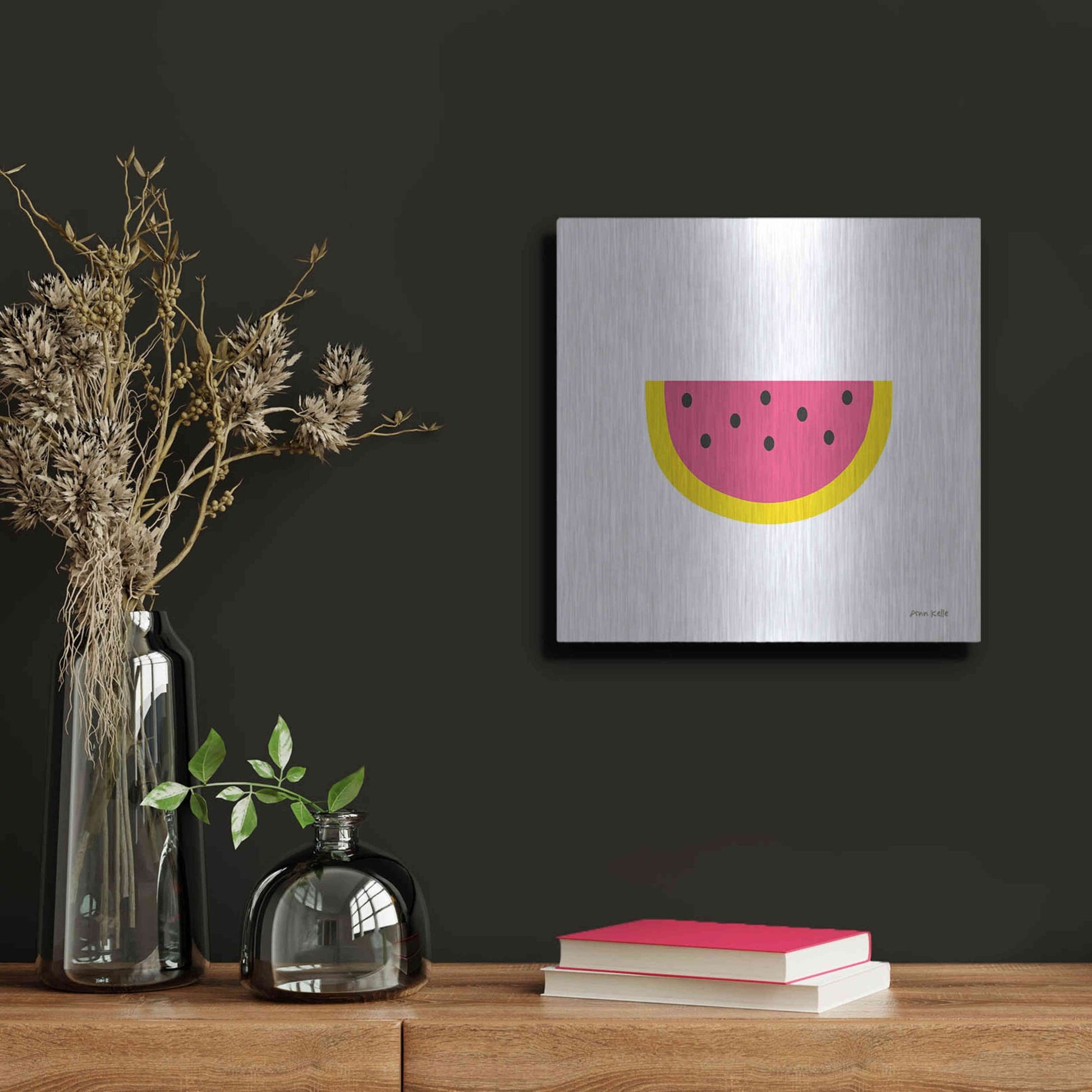 Luxe Metal Art 'Watermelon' by Ann Kelle Designs, Metal Wall Art,12x12