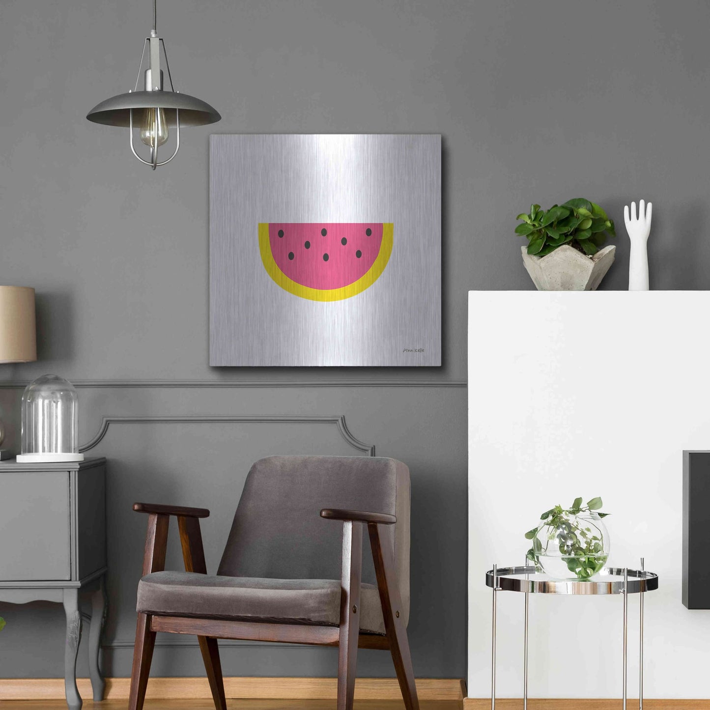 Luxe Metal Art 'Watermelon' by Ann Kelle Designs, Metal Wall Art,24x24