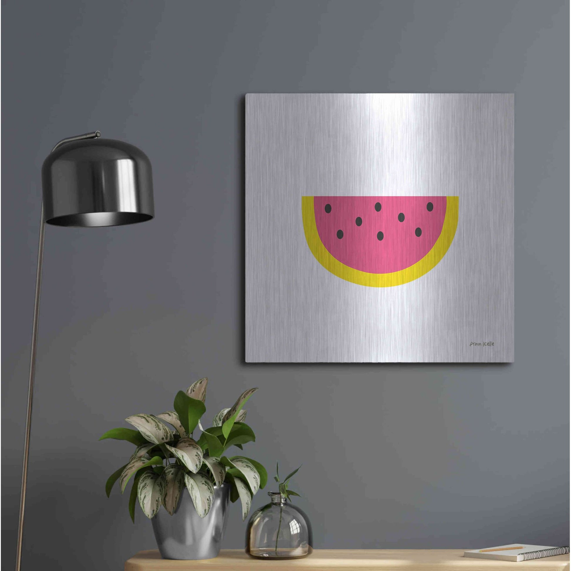 Luxe Metal Art 'Watermelon' by Ann Kelle Designs, Metal Wall Art,24x24