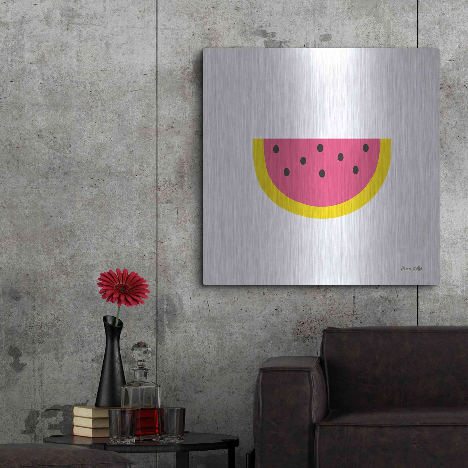 Luxe Metal Art 'Watermelon' by Ann Kelle Designs, Metal Wall Art,36x36