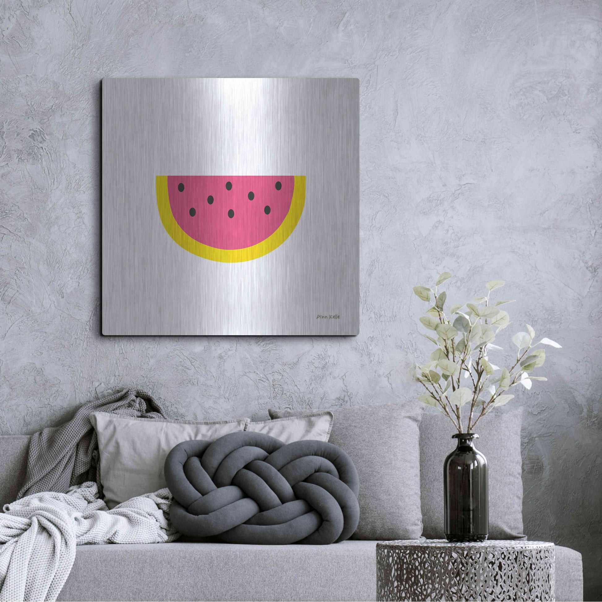 Luxe Metal Art 'Watermelon' by Ann Kelle Designs, Metal Wall Art,36x36