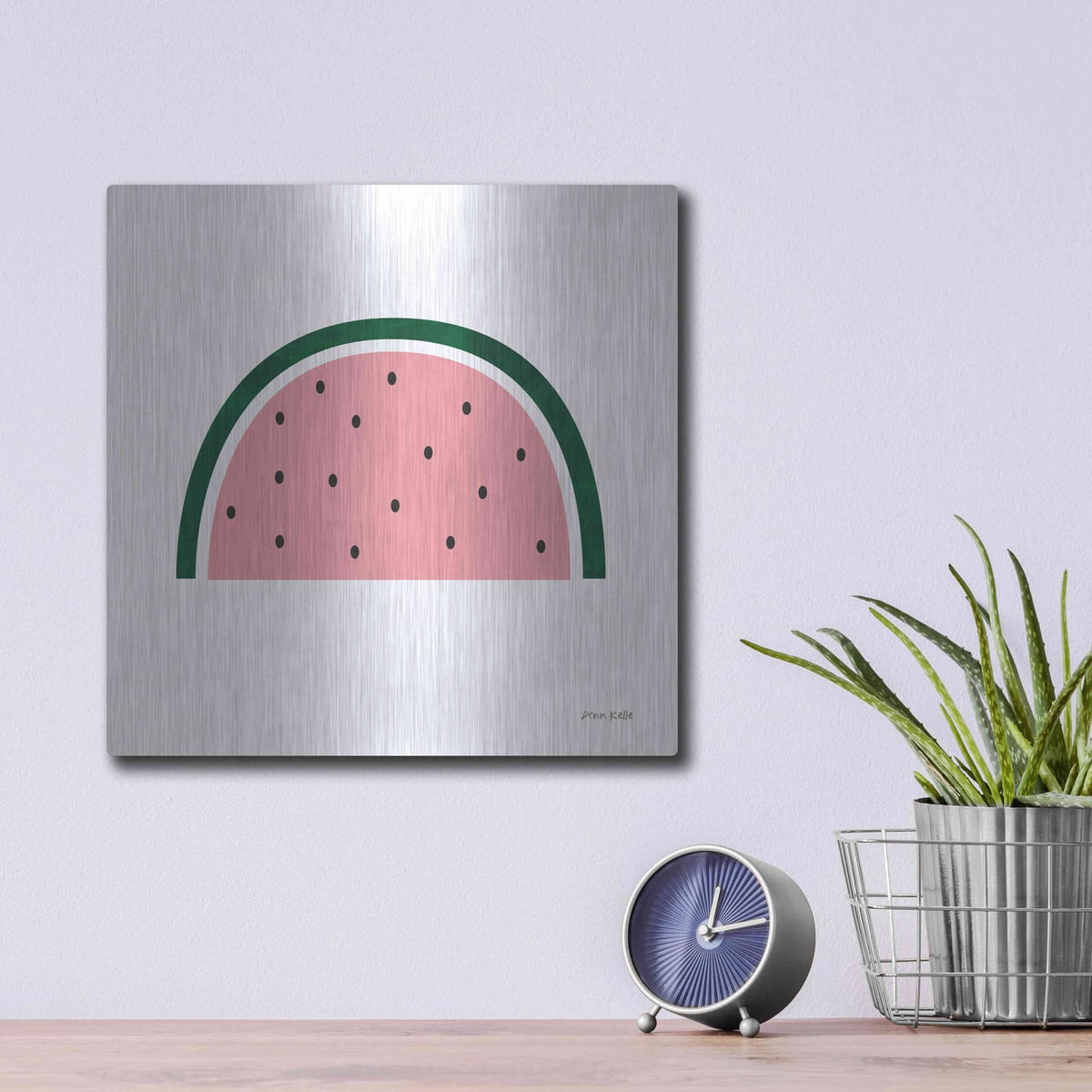 'Watermelon 2' by Ann Kelle – Metal Wall Art, 12x12 room view