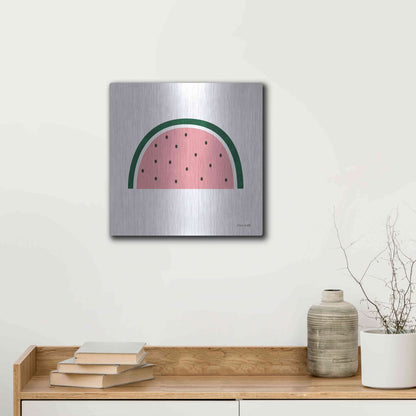 Luxe Metal Art 'Watermelon 2' by Ann Kelle Designs, Metal Wall Art,12x12