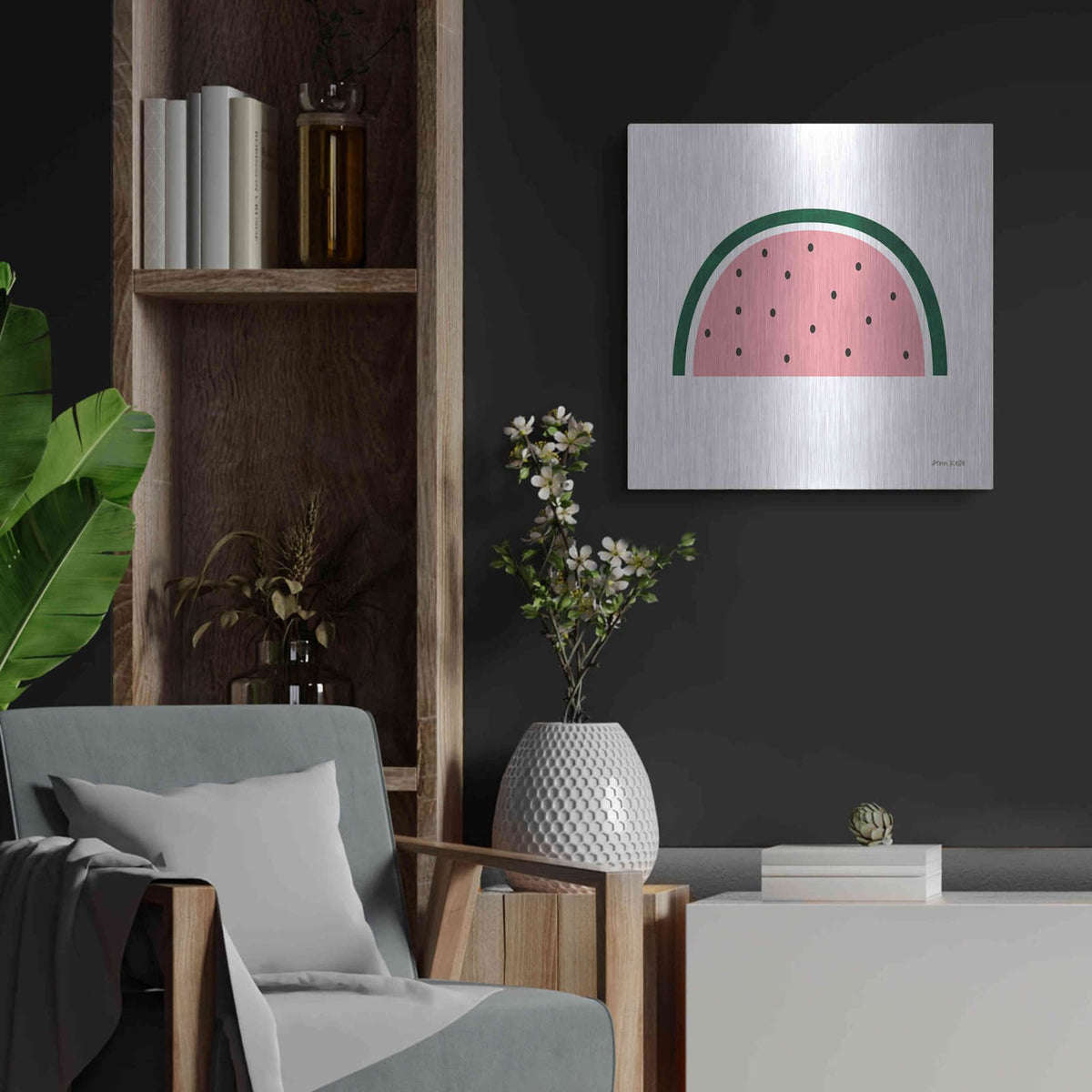 'Watermelon 2' by Ann Kelle – Metal Wall Art, 24x24 room view