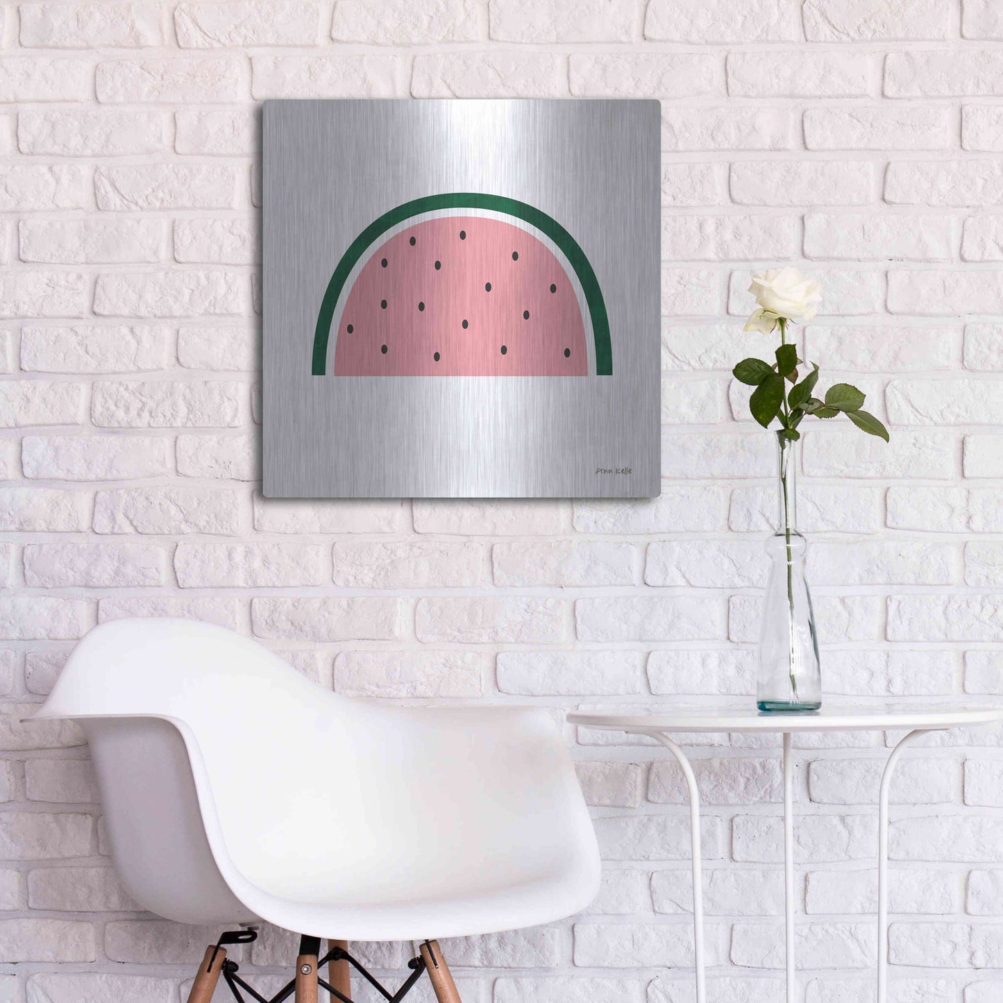 Luxe Metal Art 'Watermelon 2' by Ann Kelle Designs, Metal Wall Art,24x24