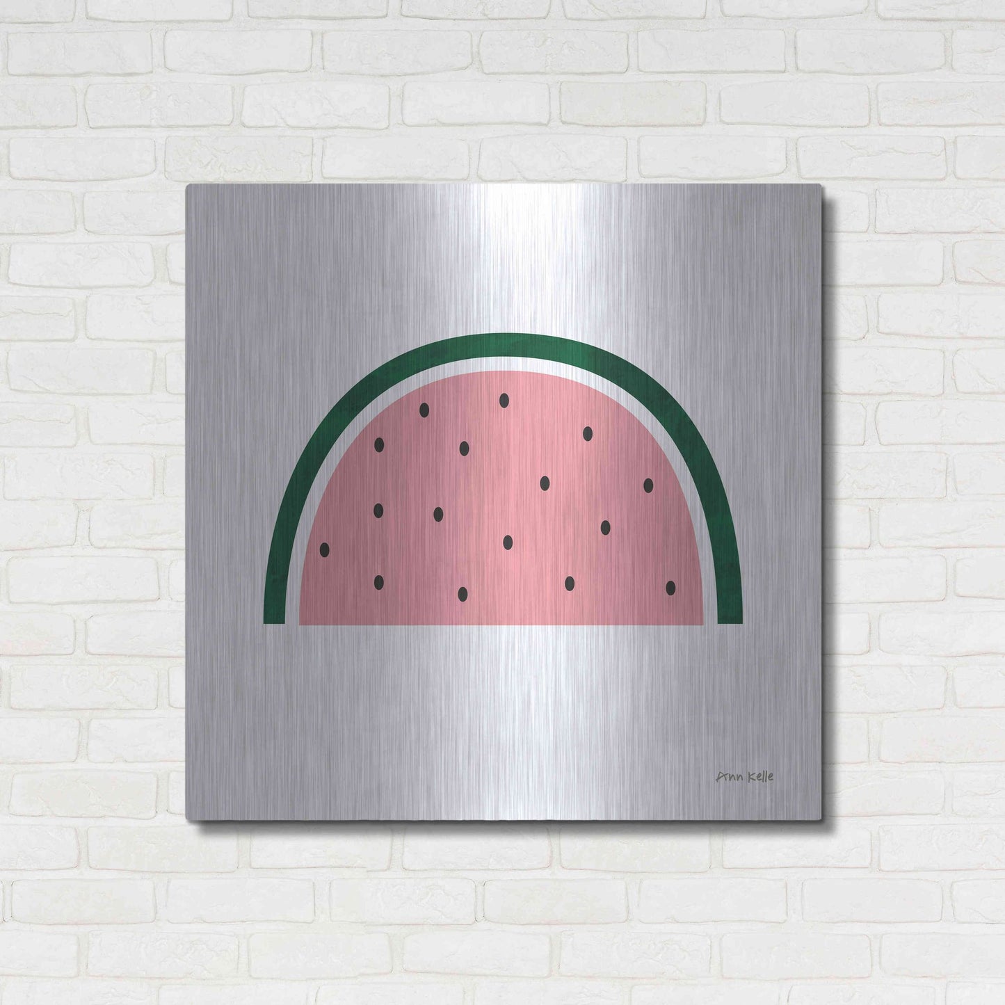 Luxe Metal Art 'Watermelon 2' by Ann Kelle Designs, Metal Wall Art,36x36