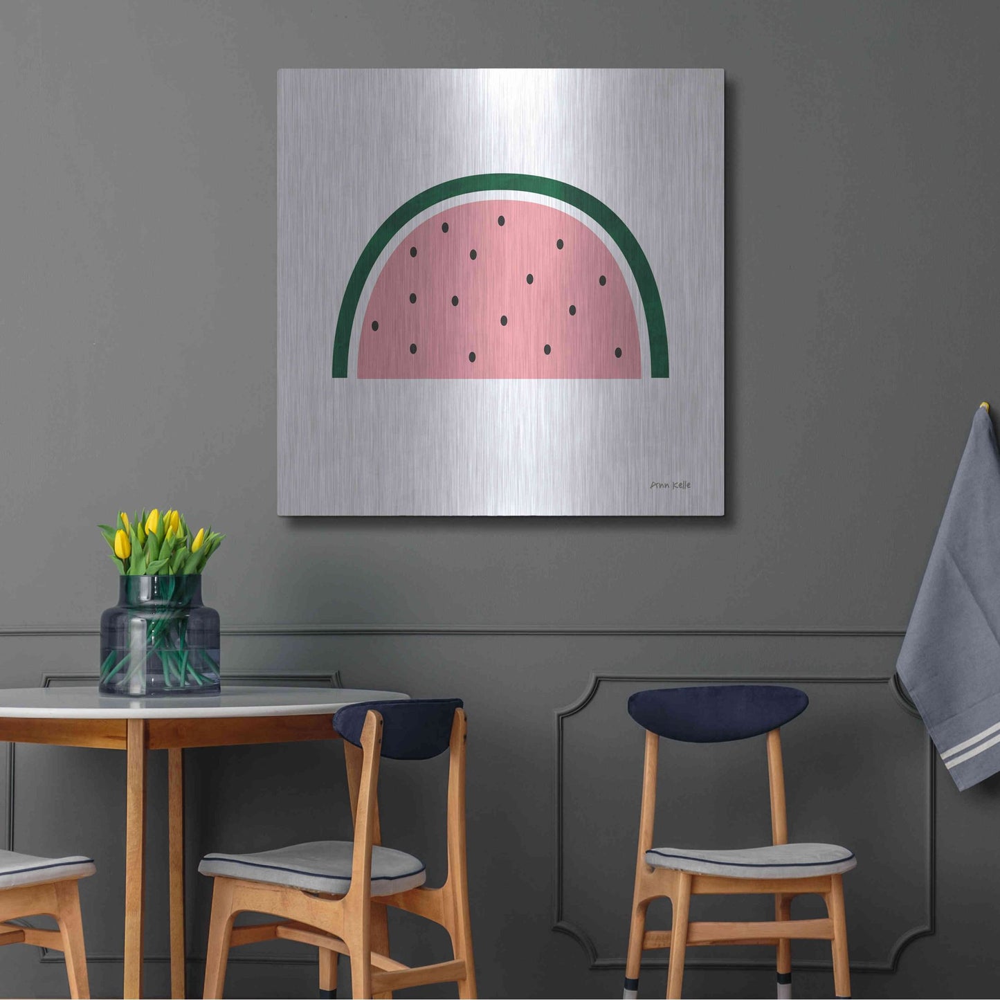 Luxe Metal Art 'Watermelon 2' by Ann Kelle Designs, Metal Wall Art,36x36