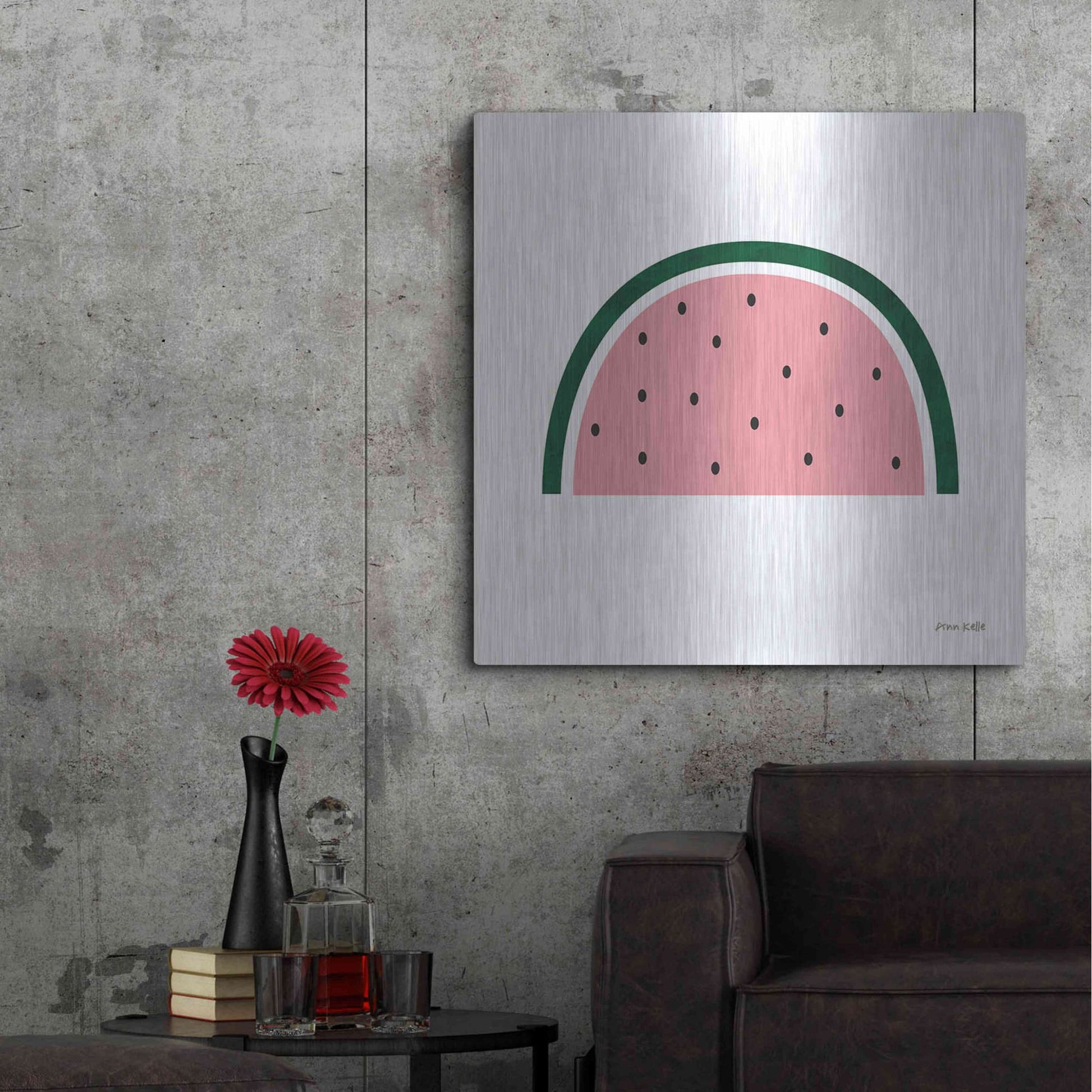 Luxe Metal Art 'Watermelon 2' by Ann Kelle Designs, Metal Wall Art,36x36