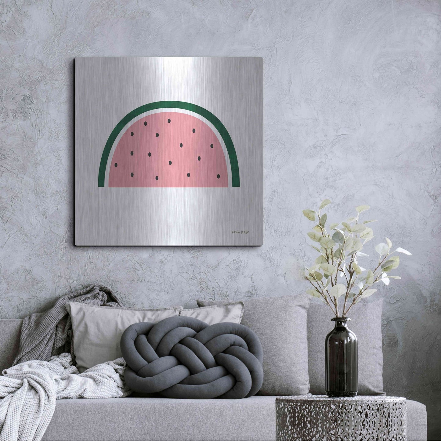 Luxe Metal Art 'Watermelon 2' by Ann Kelle Designs, Metal Wall Art,36x36