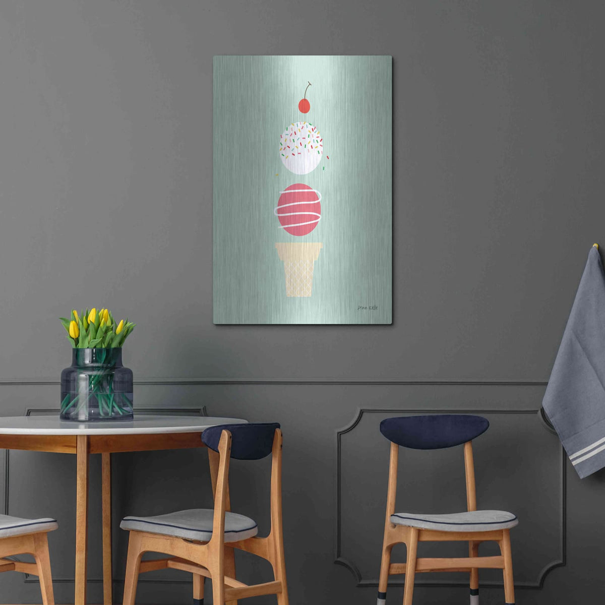 'Ice Cream and Cherry I' by Ann Kelle – Metal Wall Art, 24x36 room view