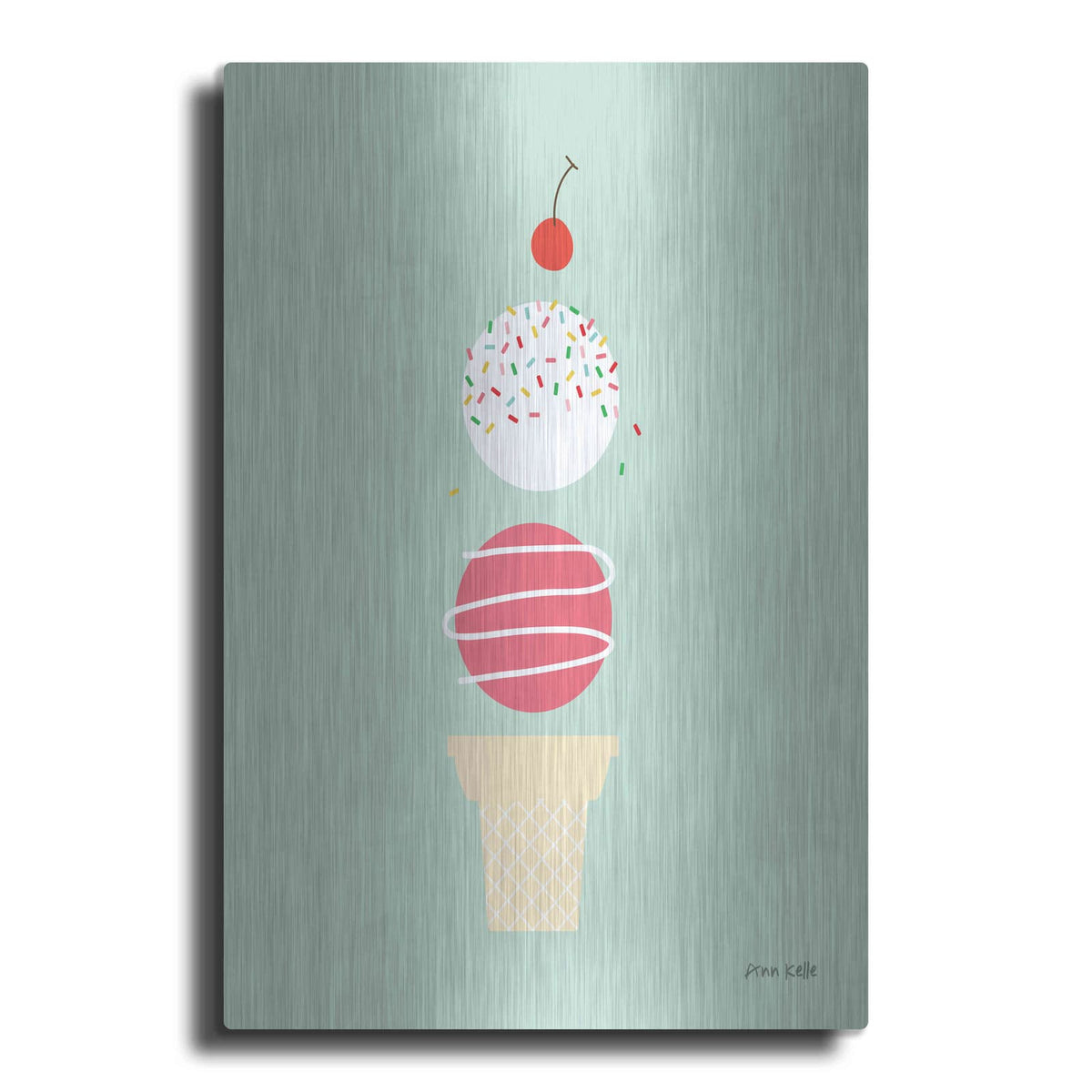 'Ice Cream and Cherry I' by Ann Kelle – Metal Wall Art