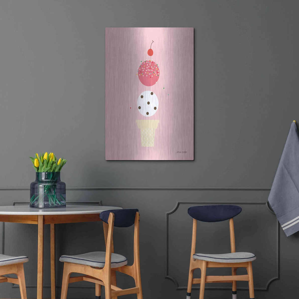 'Ice Cream and Cherry II' by Ann Kelle – Metal Wall Art, 24x36 room view