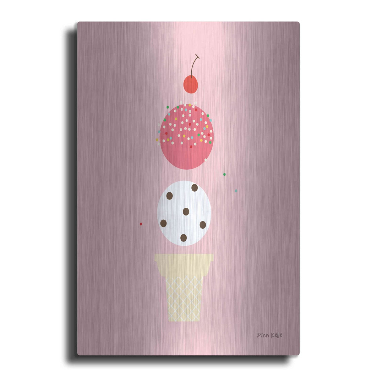 'Ice Cream and Cherry II' by Ann Kelle – Metal Wall Art