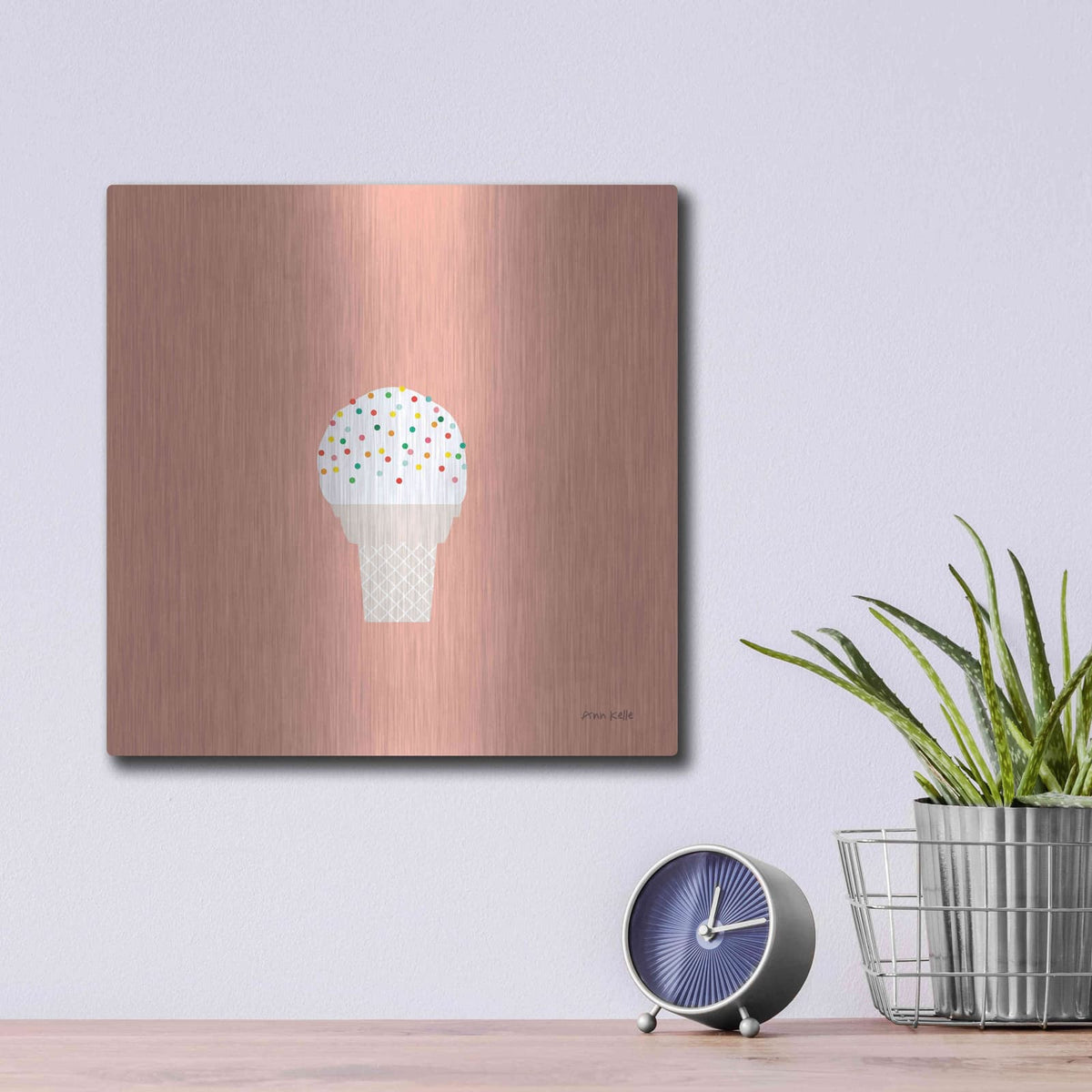 'Ice Cream Cone I' by Ann Kelle – Metal Wall Art, 12x12 room view