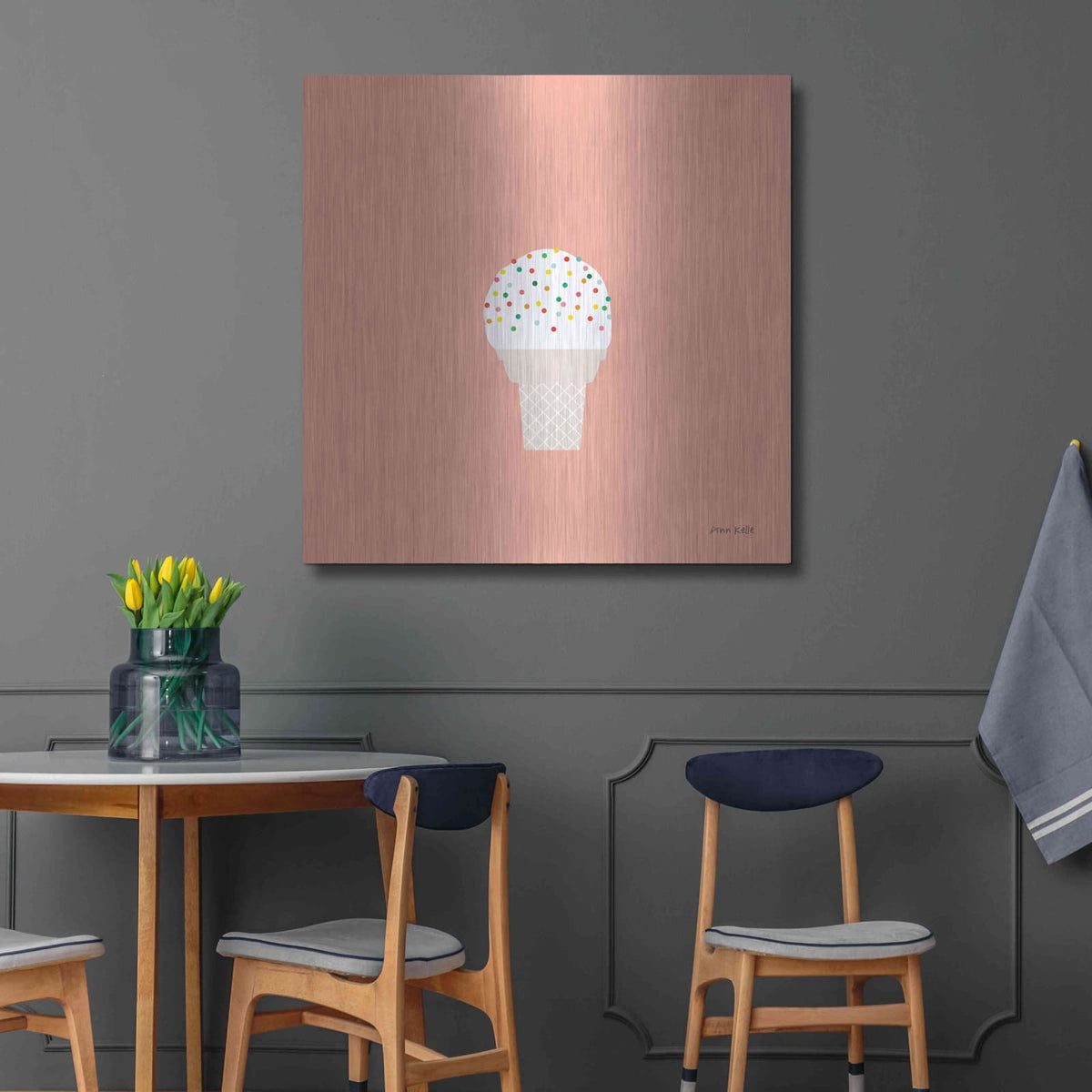 'Ice Cream Cone I' by Ann Kelle – Metal Wall Art, 36x36 room view