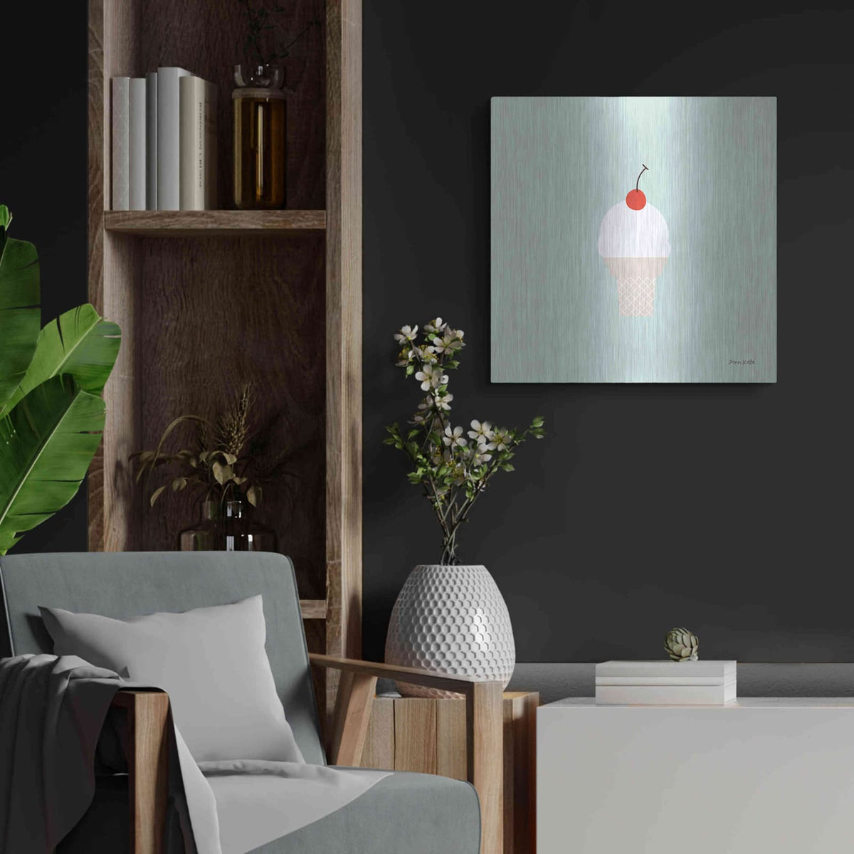 'Ice Cream Cone II' by Ann Kelle – Metal Wall Art, 24x24 room view