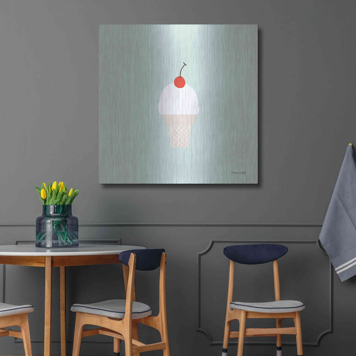 'Ice Cream Cone II' by Ann Kelle – Metal Wall Art, 36x36 room view