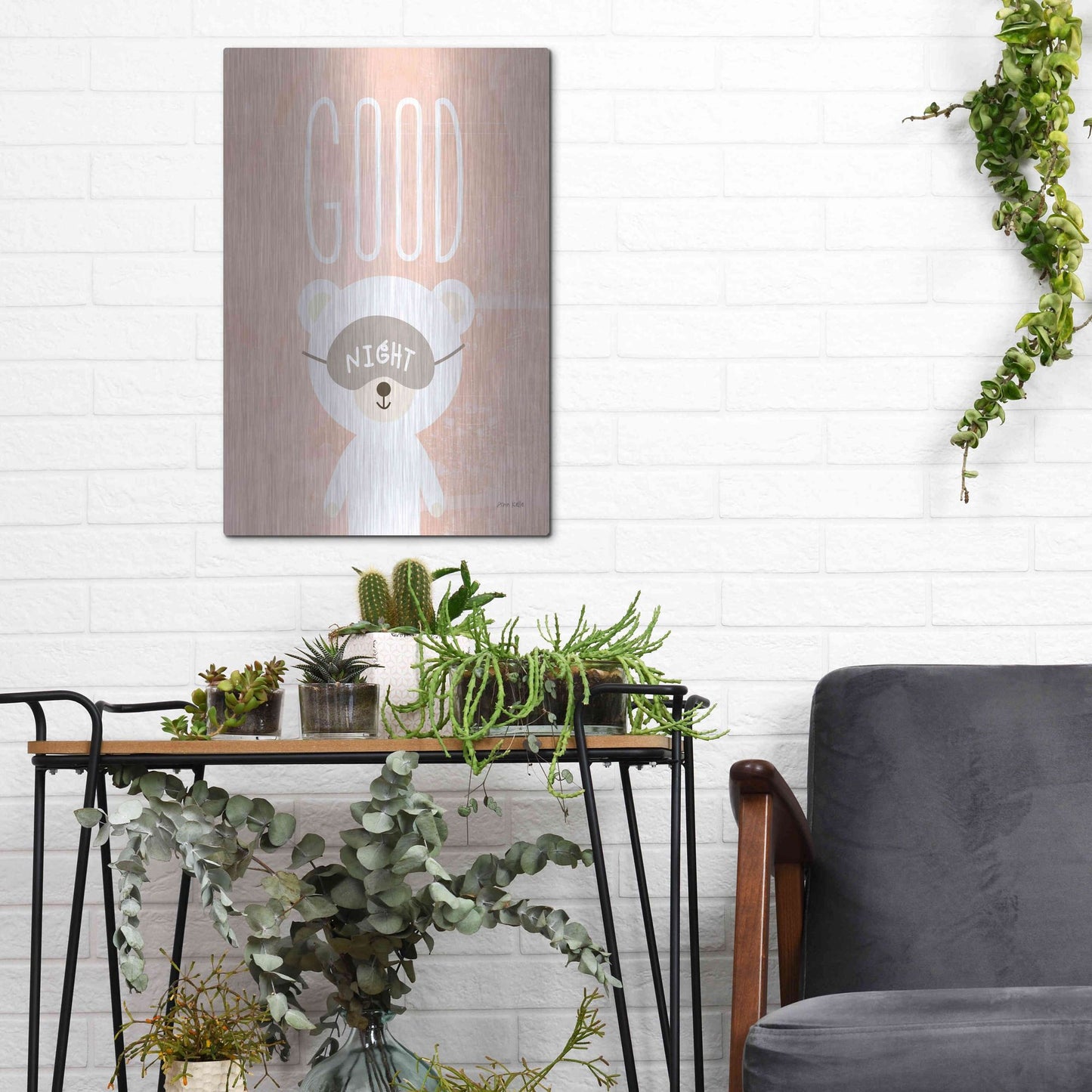 Luxe Metal Art 'Goodnight' by Ann Kelle Designs, Metal Wall Art,12x16