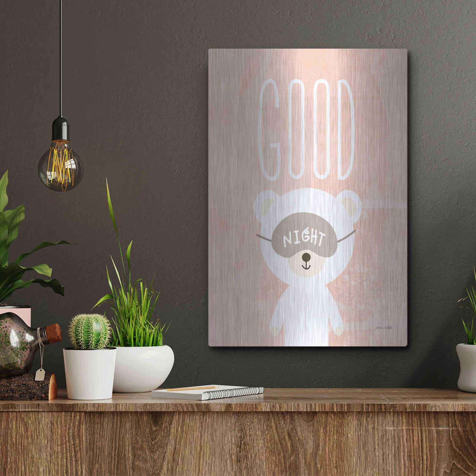 Luxe Metal Art 'Goodnight' by Ann Kelle Designs, Metal Wall Art,12x16