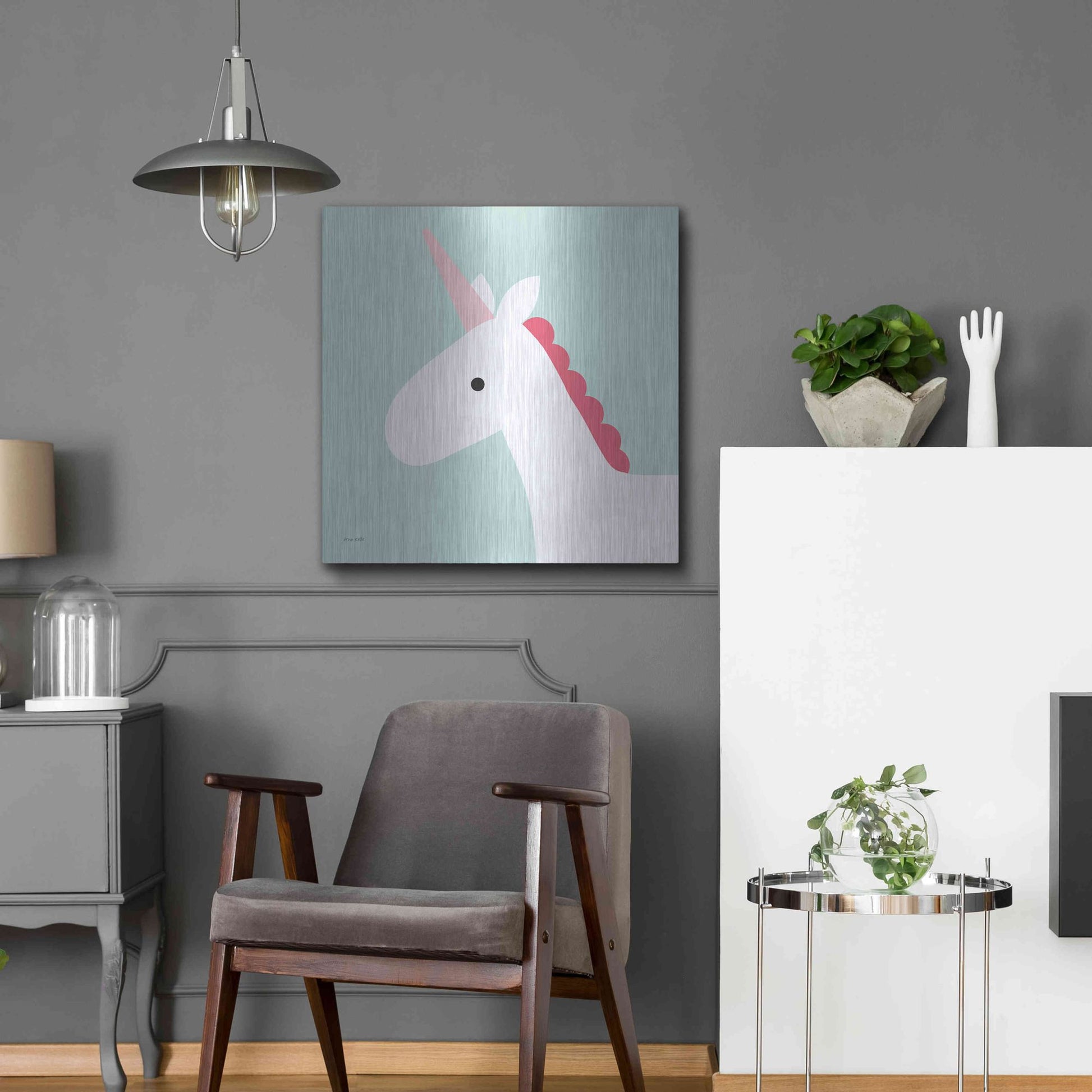 Luxe Metal Art 'Unicorn' by Ann Kelle Designs, Metal Wall Art,24x24