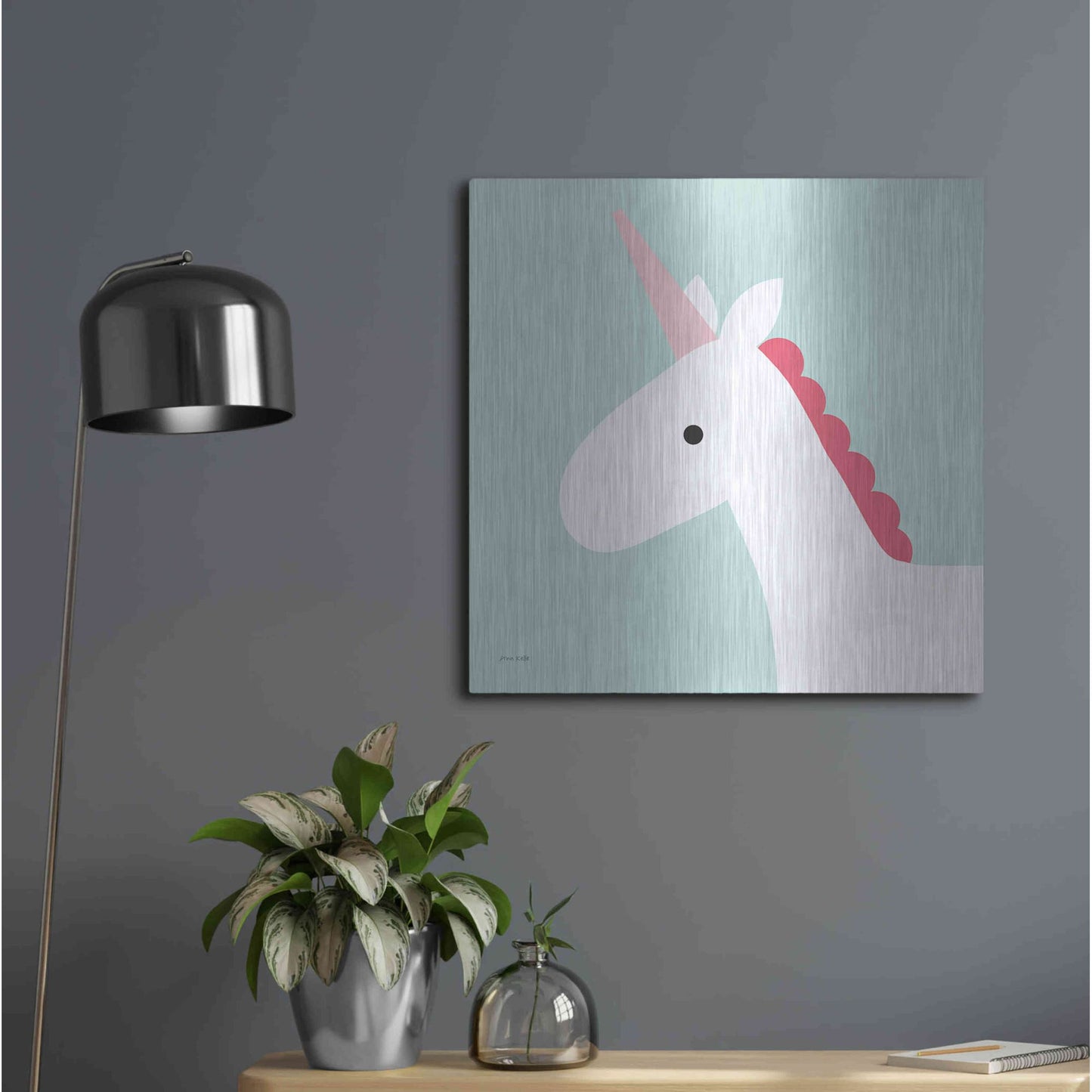 Luxe Metal Art 'Unicorn' by Ann Kelle Designs, Metal Wall Art,24x24