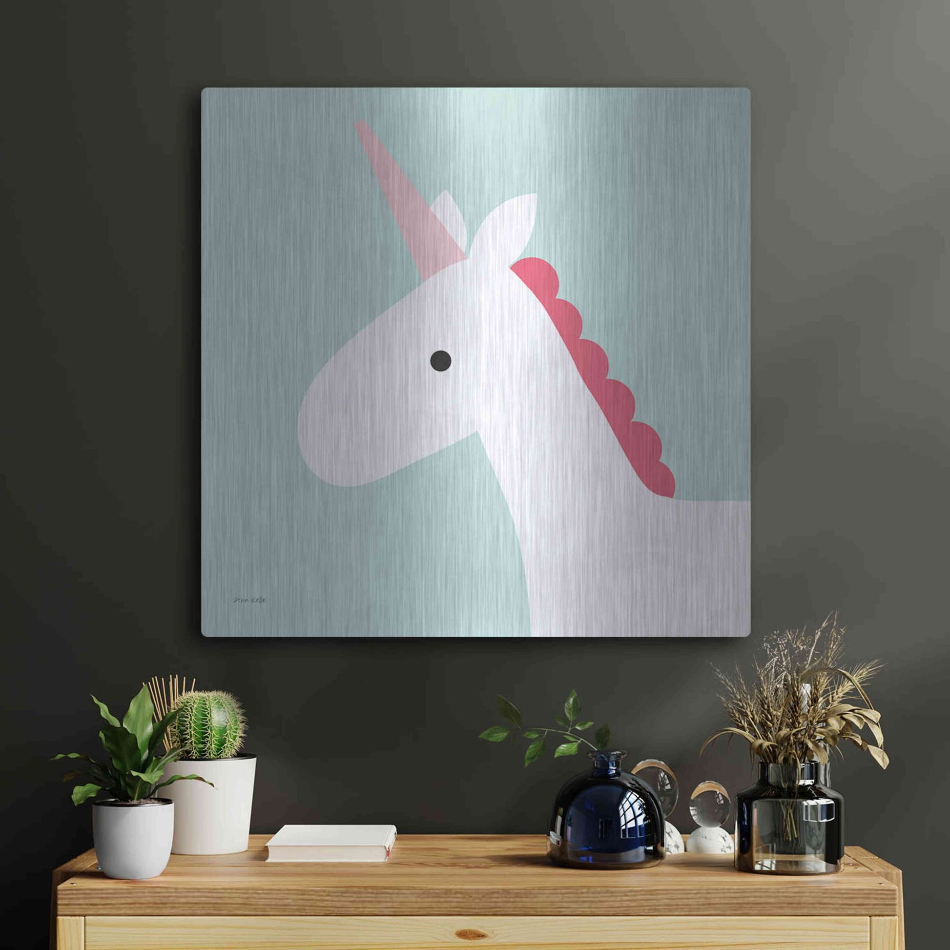 Luxe Metal Art 'Unicorn' by Ann Kelle Designs, Metal Wall Art,24x24