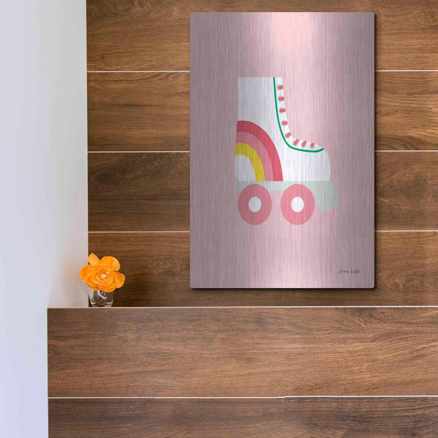 Luxe Metal Art 'Rollerskate' by Ann Kelle Designs, Metal Wall Art,12x16