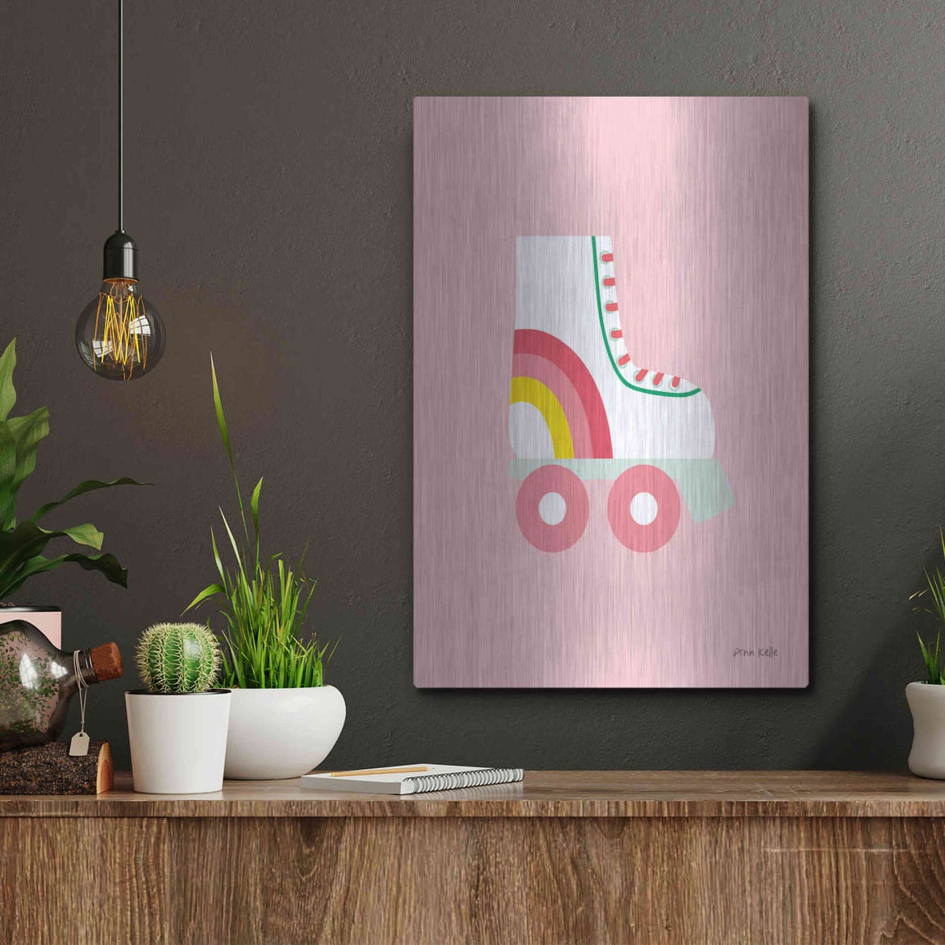 Luxe Metal Art 'Rollerskate' by Ann Kelle Designs, Metal Wall Art,12x16