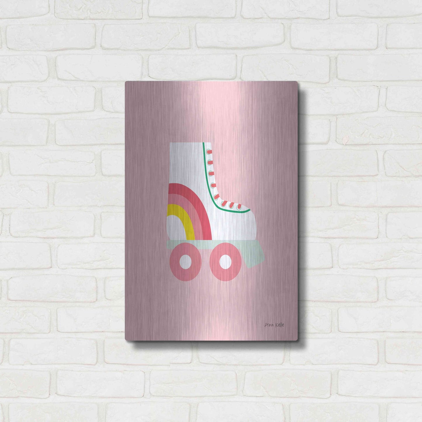 Luxe Metal Art 'Rollerskate' by Ann Kelle Designs, Metal Wall Art,16x24