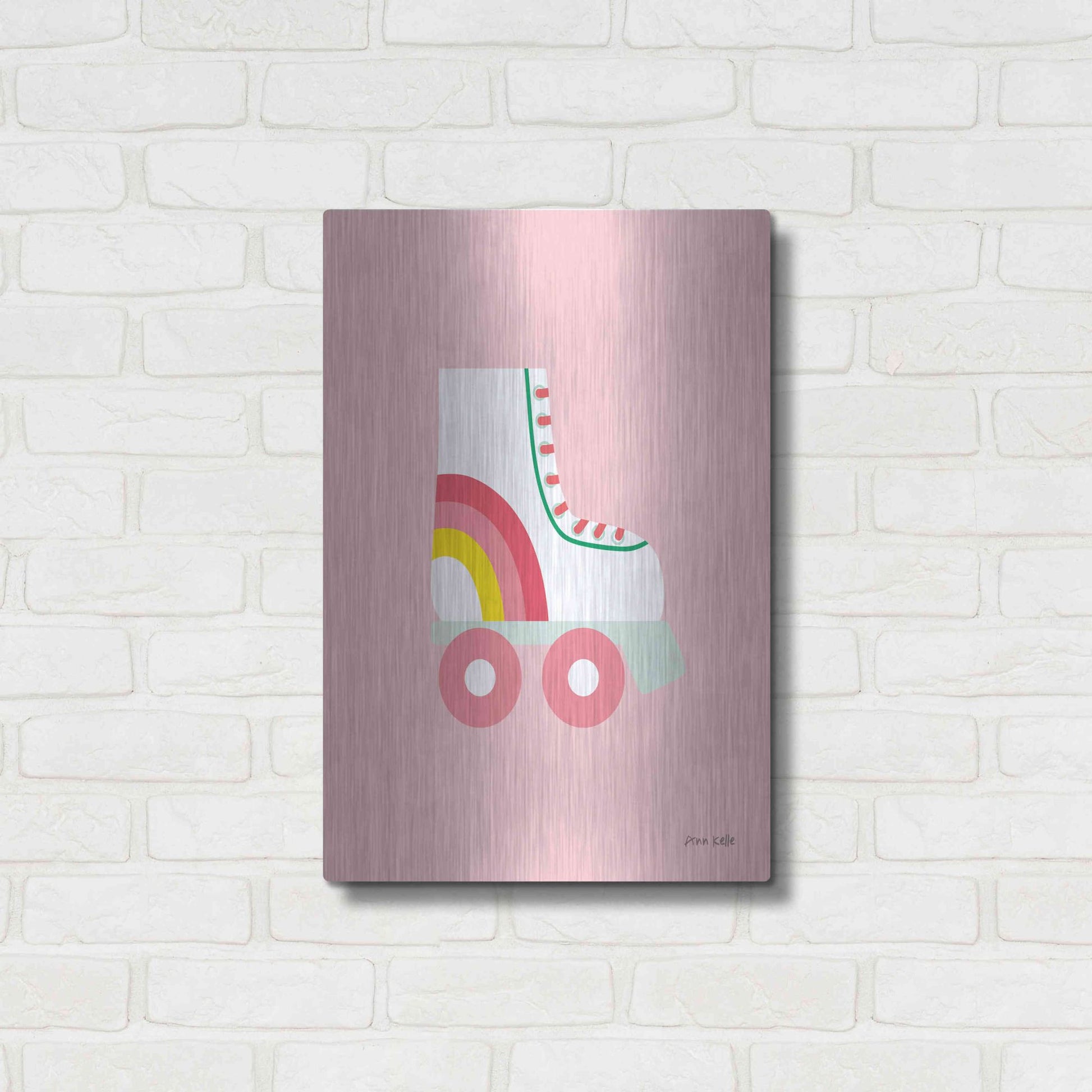 Luxe Metal Art 'Rollerskate' by Ann Kelle Designs, Metal Wall Art,16x24