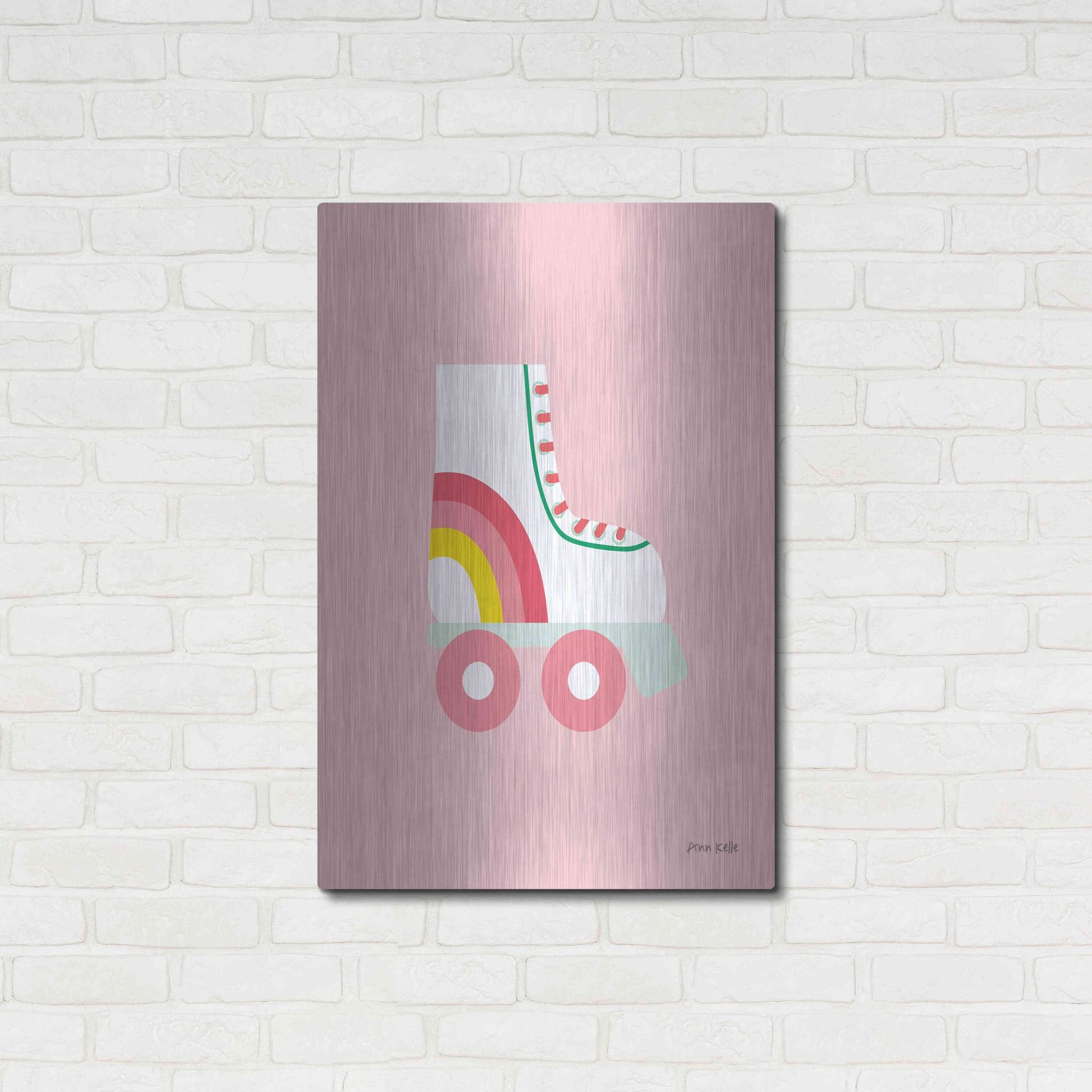 Luxe Metal Art 'Rollerskate' by Ann Kelle Designs, Metal Wall Art,24x36