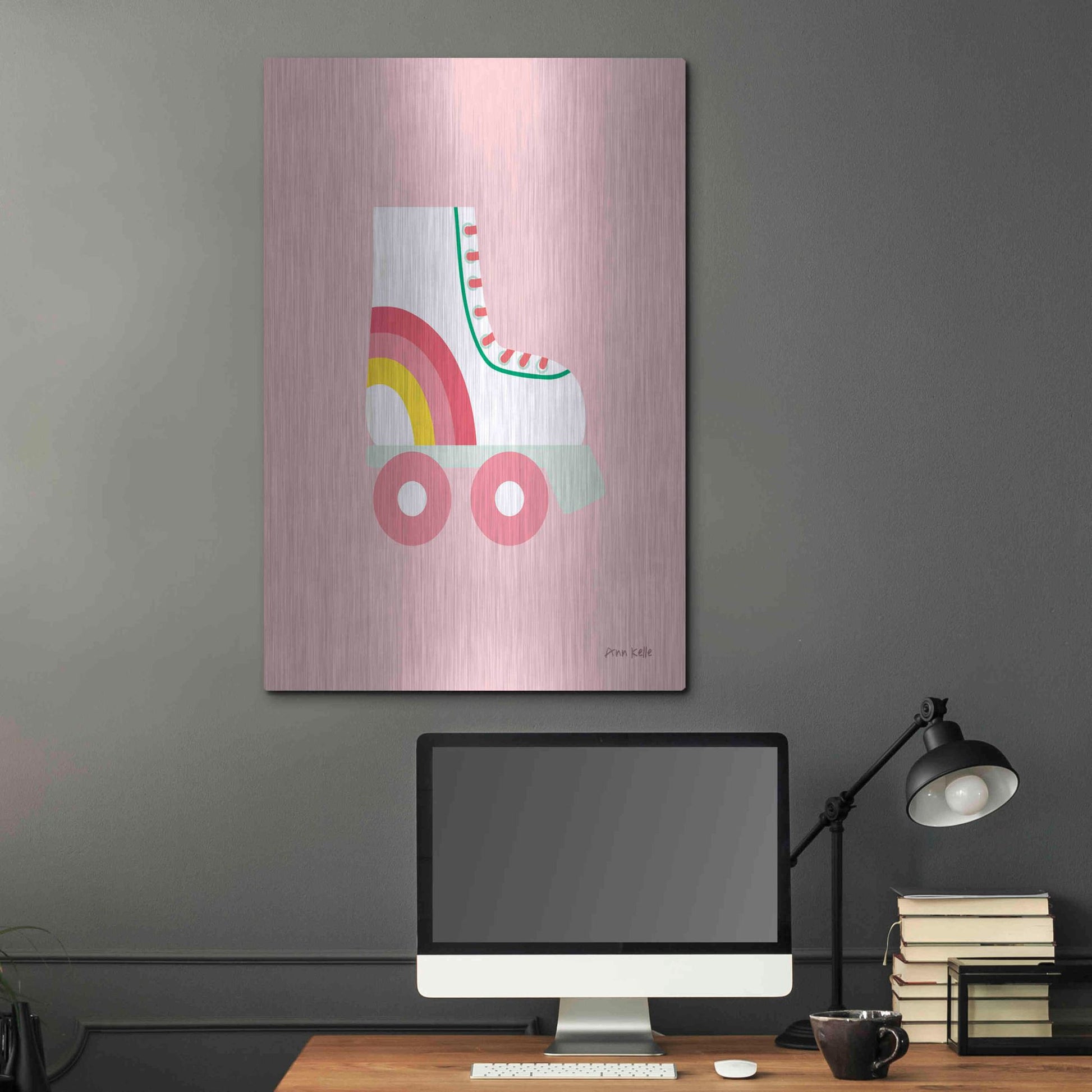 Luxe Metal Art 'Rollerskate' by Ann Kelle Designs, Metal Wall Art,24x36