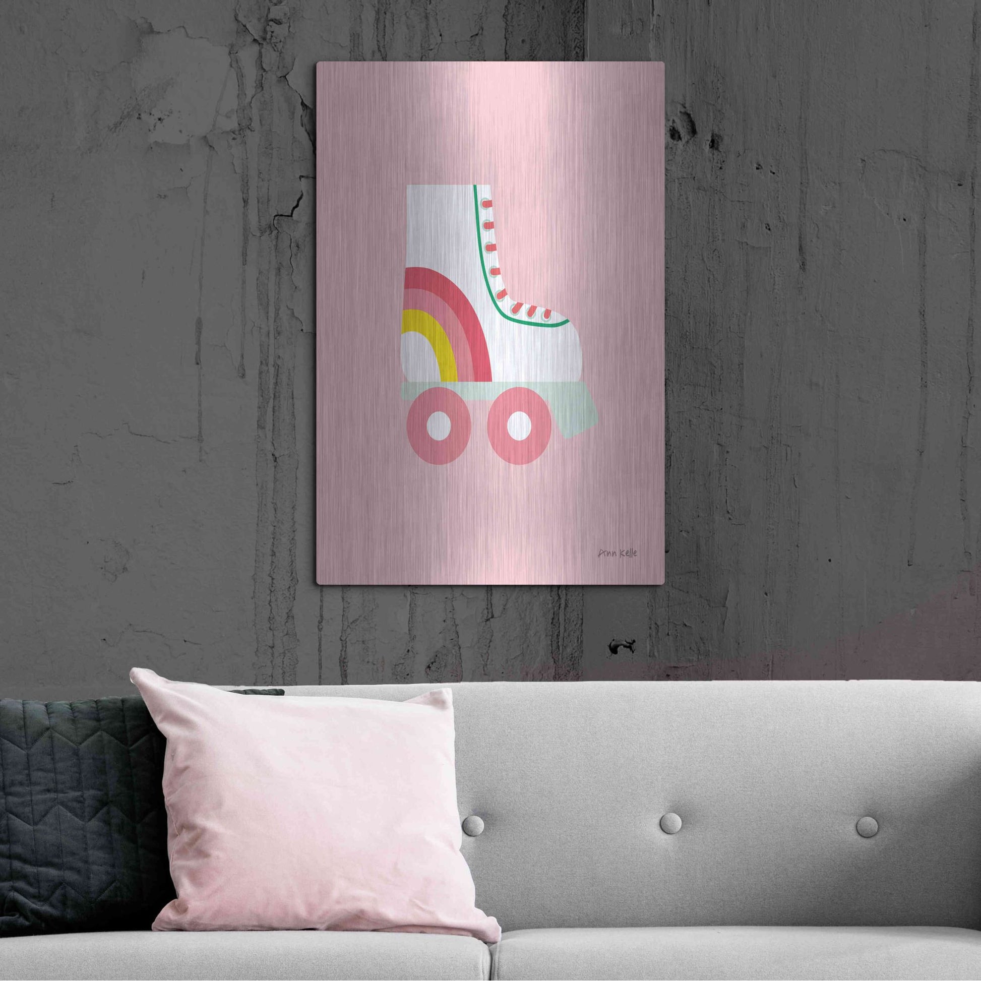 Luxe Metal Art 'Rollerskate' by Ann Kelle Designs, Metal Wall Art,24x36