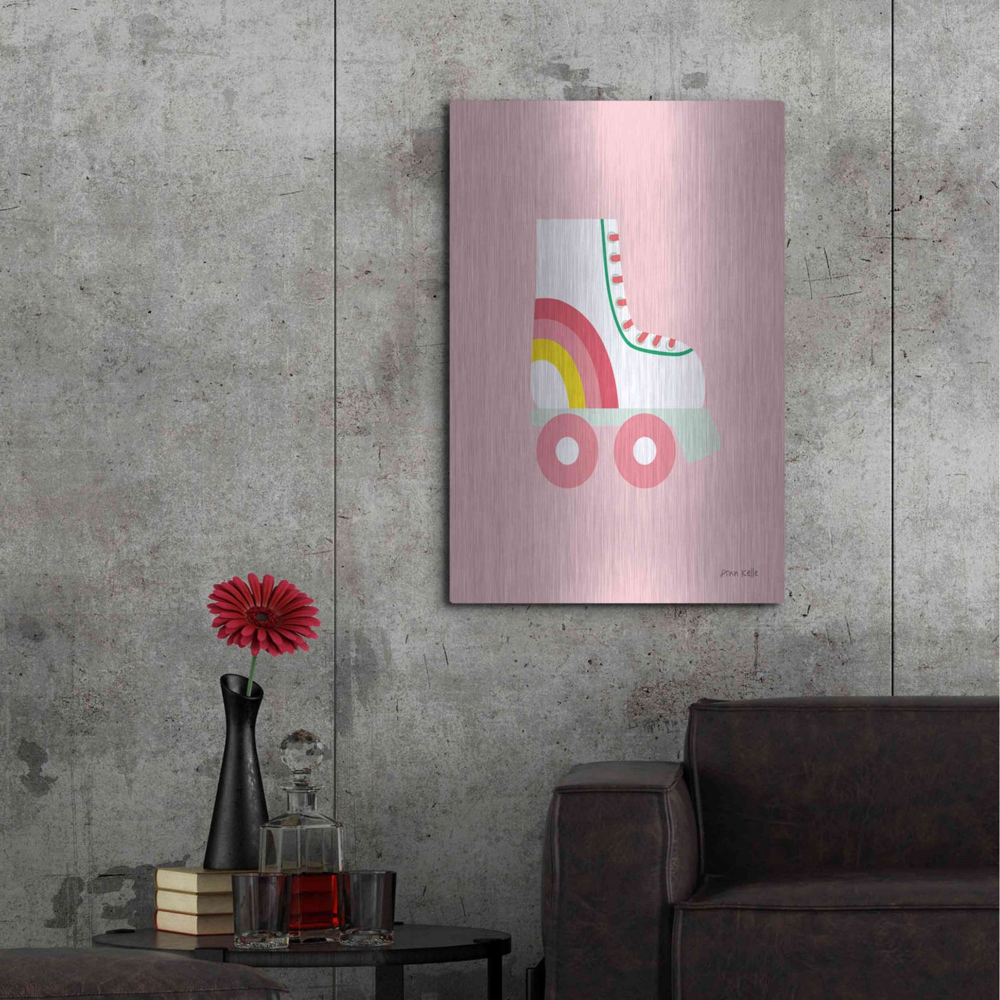 Luxe Metal Art 'Rollerskate' by Ann Kelle Designs, Metal Wall Art,24x36