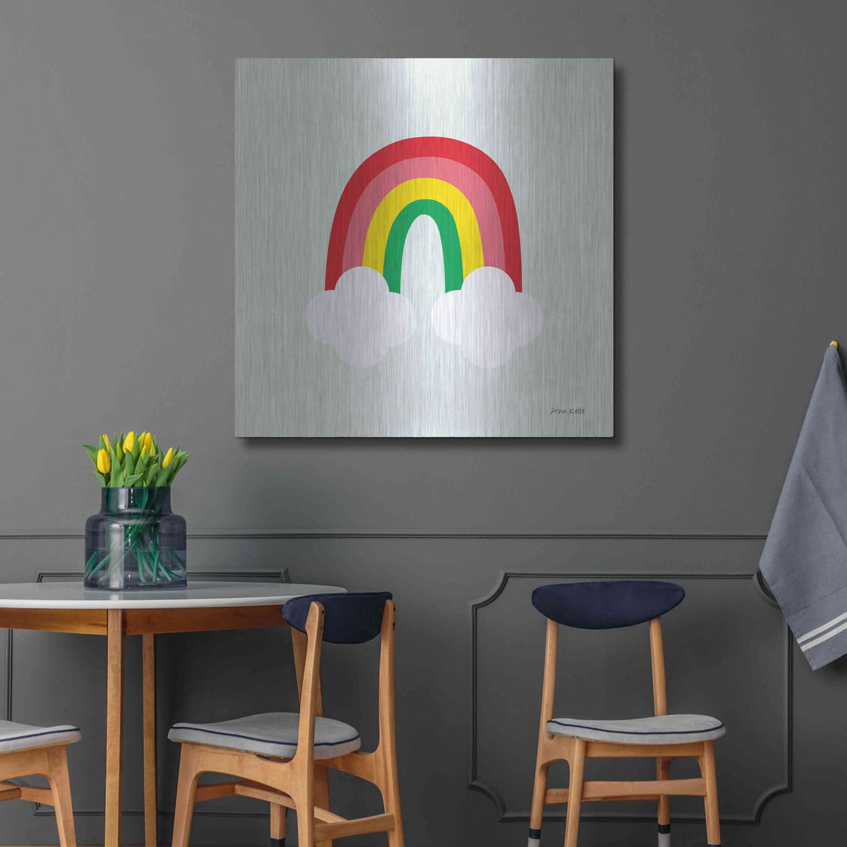 'Bright Rainbow I' by Ann Kelle – Metal Wall Art, 36x36 room view