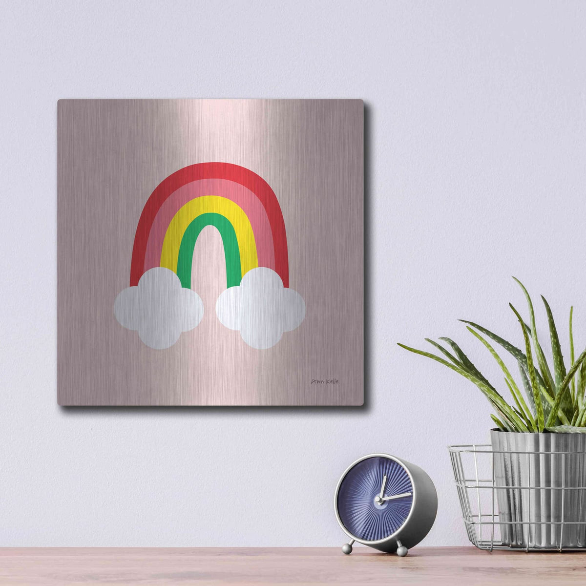 'Bright Rainbow II' by Ann Kelle – Metal Wall Art, 12x12 room view