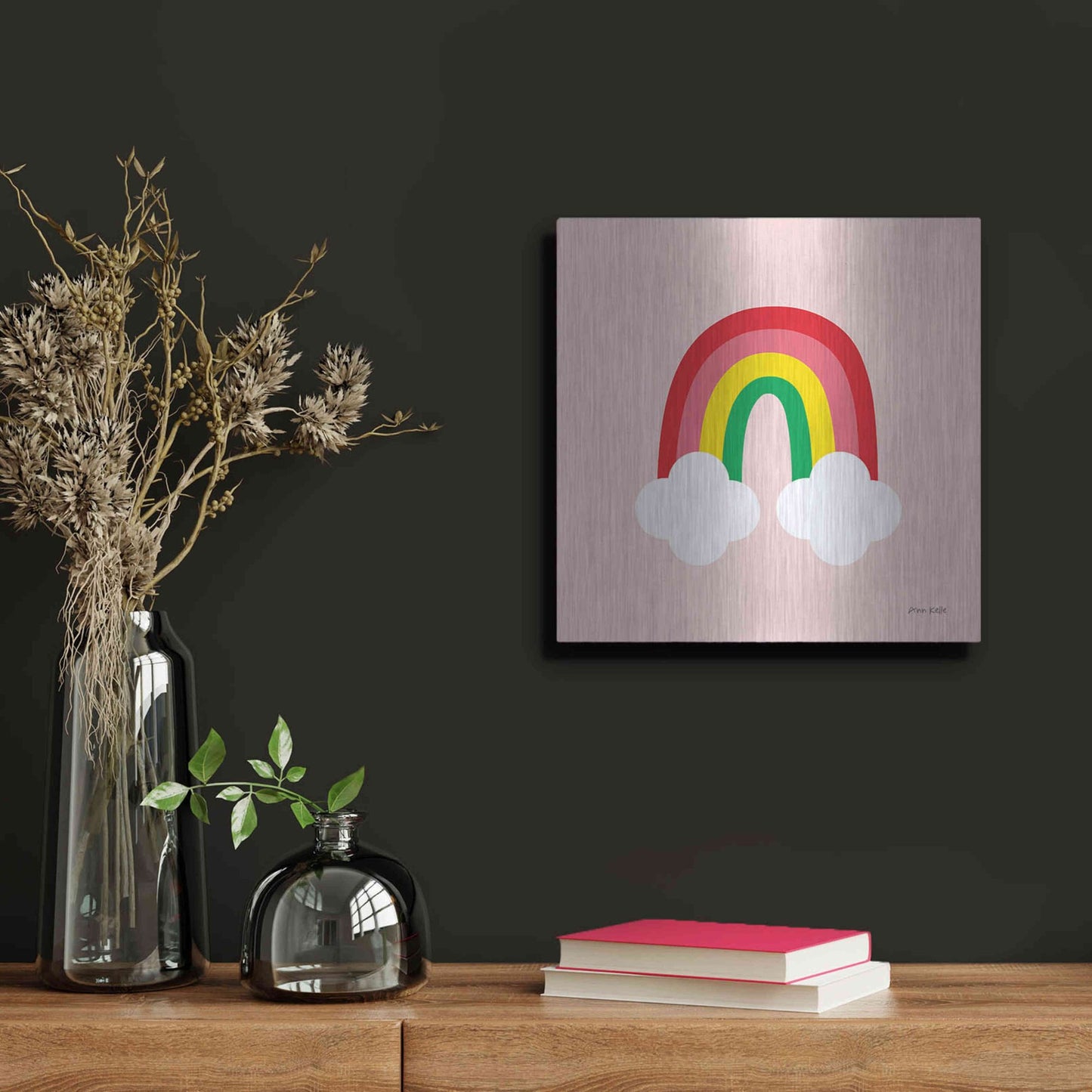 Luxe Metal Art 'Bright Rainbow II' by Ann Kelle Designs, Metal Wall Art,12x12