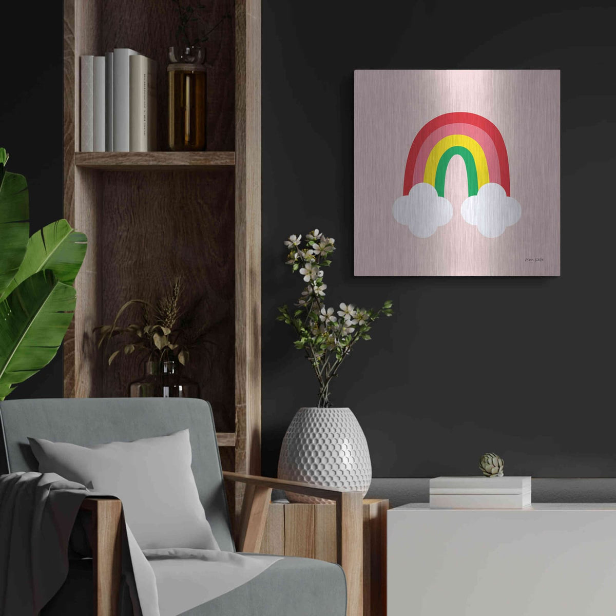 'Bright Rainbow II' by Ann Kelle – Metal Wall Art, 24x24 room view