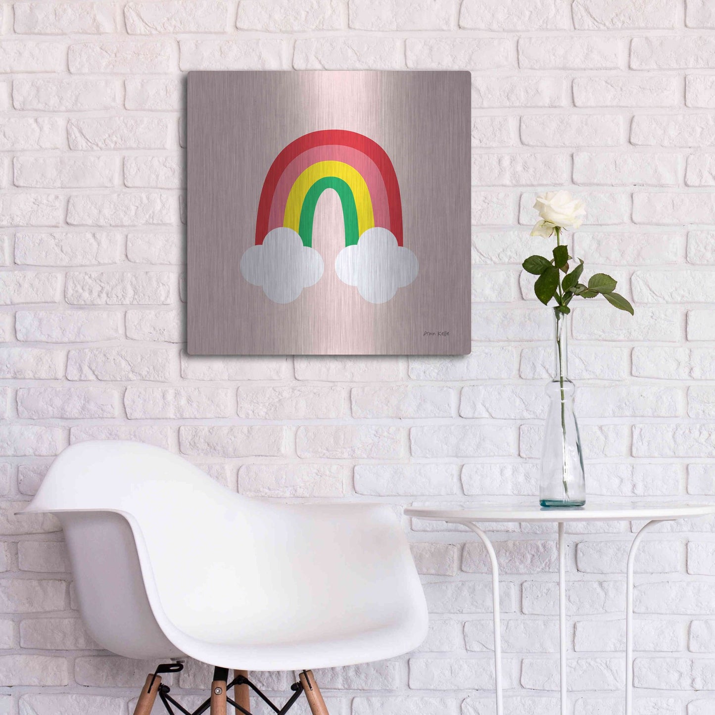 Luxe Metal Art 'Bright Rainbow II' by Ann Kelle Designs, Metal Wall Art,24x24