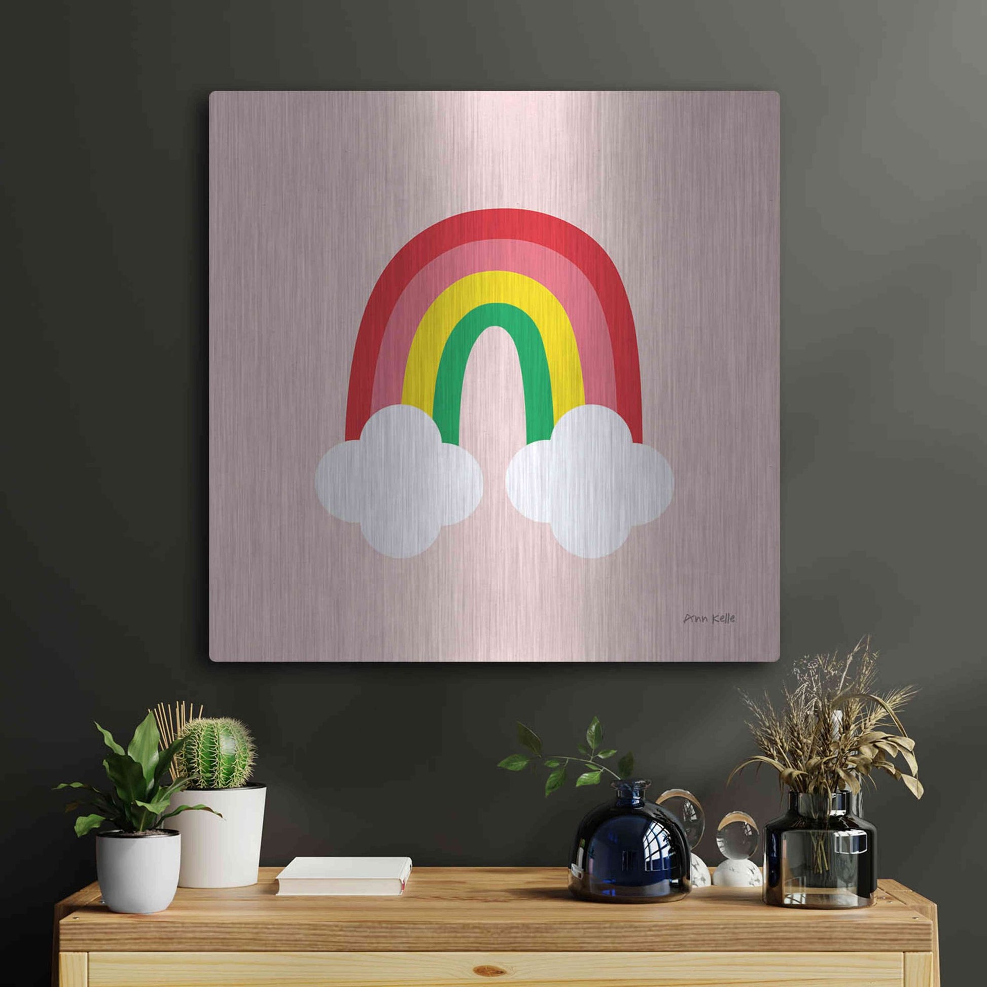 Luxe Metal Art 'Bright Rainbow II' by Ann Kelle Designs, Metal Wall Art,24x24