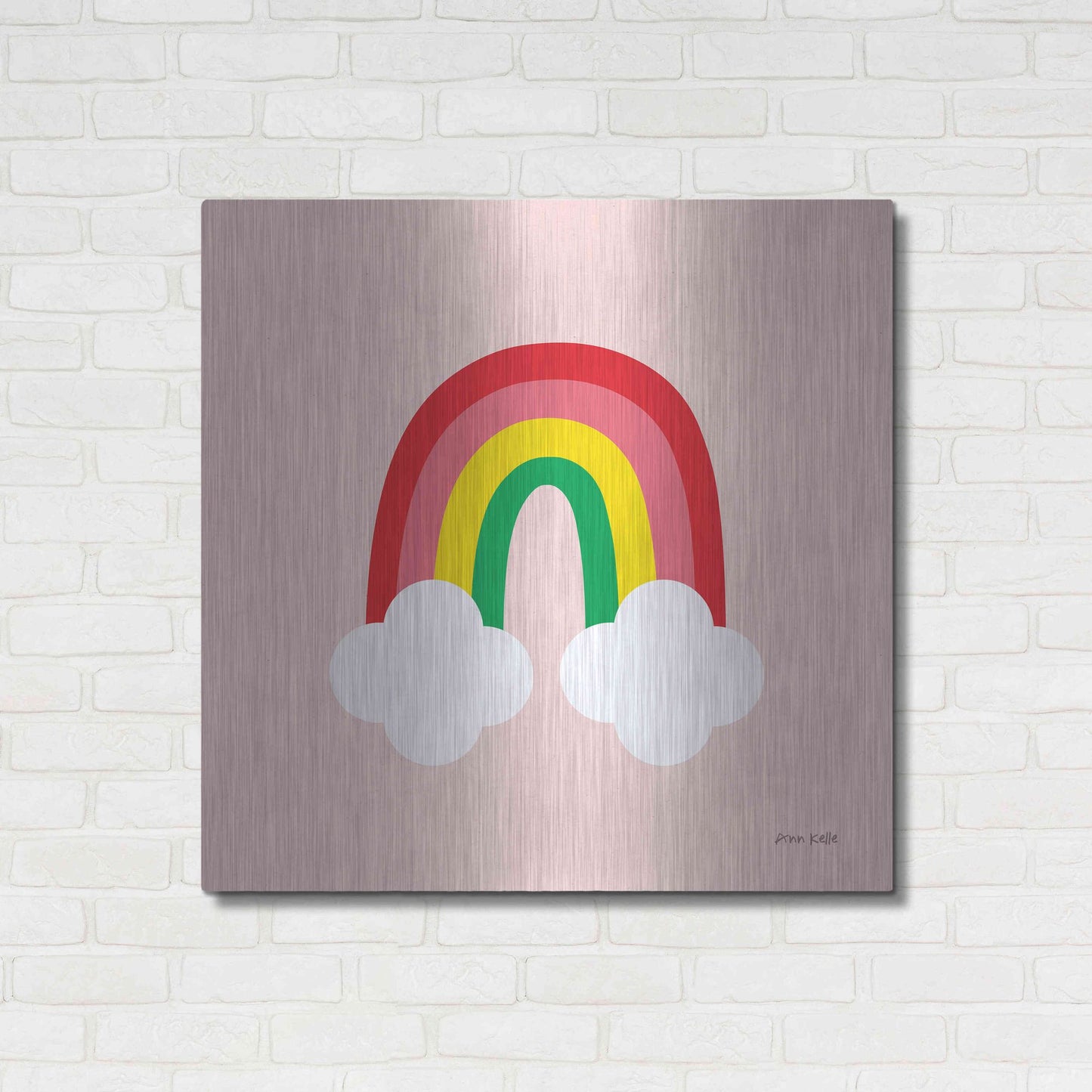 Luxe Metal Art 'Bright Rainbow II' by Ann Kelle Designs, Metal Wall Art,36x36