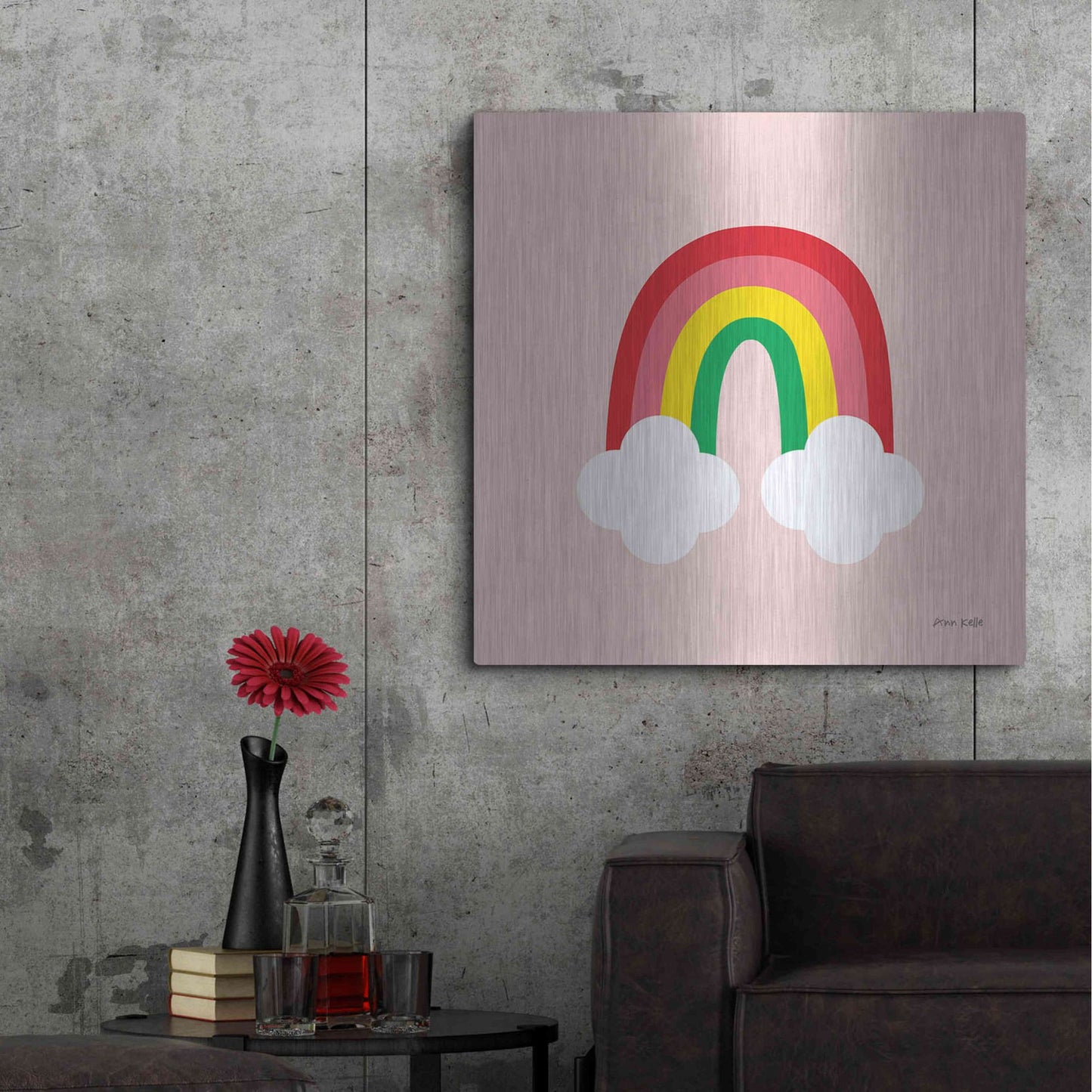 Luxe Metal Art 'Bright Rainbow II' by Ann Kelle Designs, Metal Wall Art,36x36